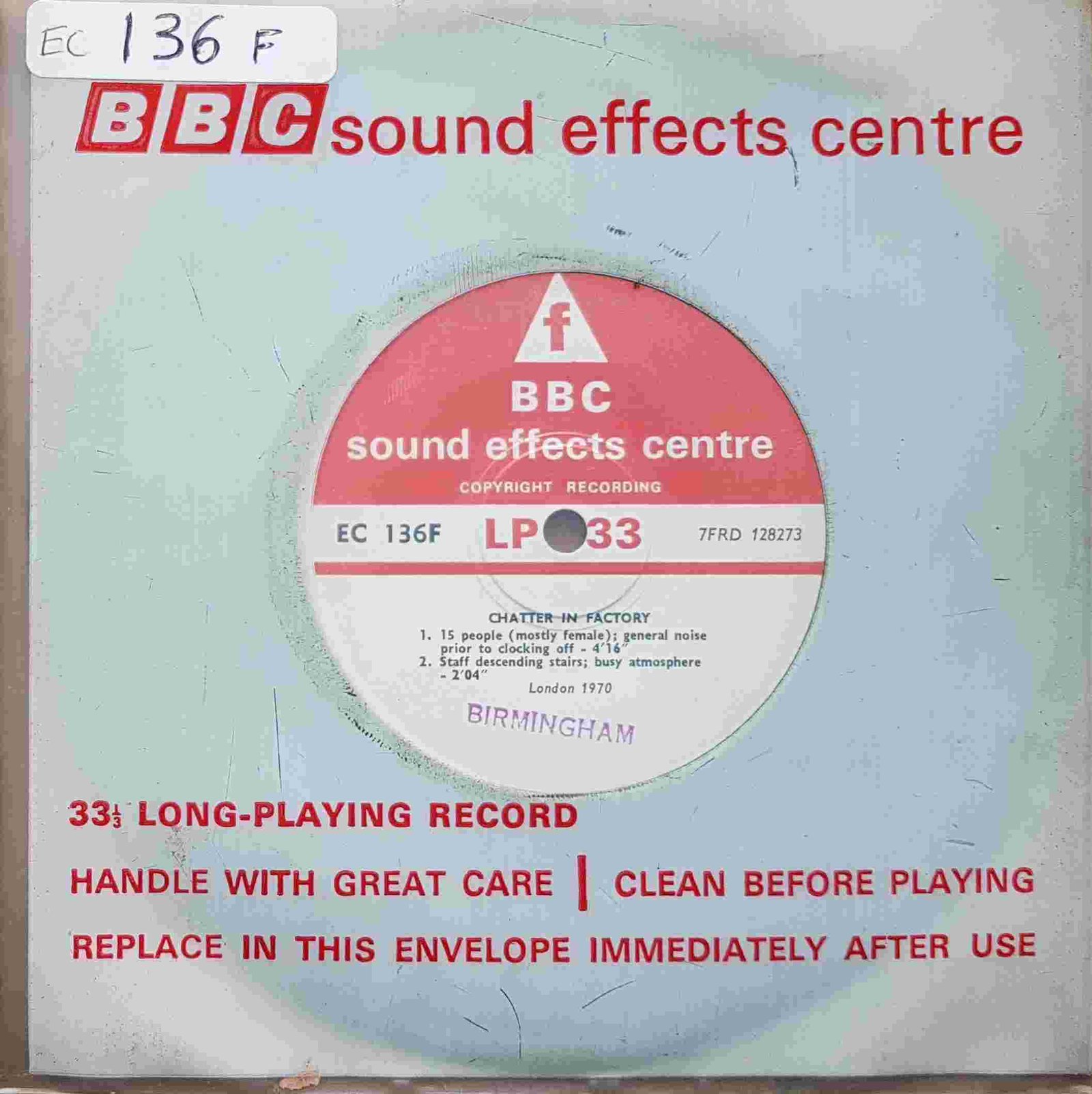 EC 136F Chatter in factory (London) Not registered from the BBC singles - Records and Tapes library Picture of EC 136F Chatter in factory (London) by artist Not registered from the BBC singles - Records and Tapes library