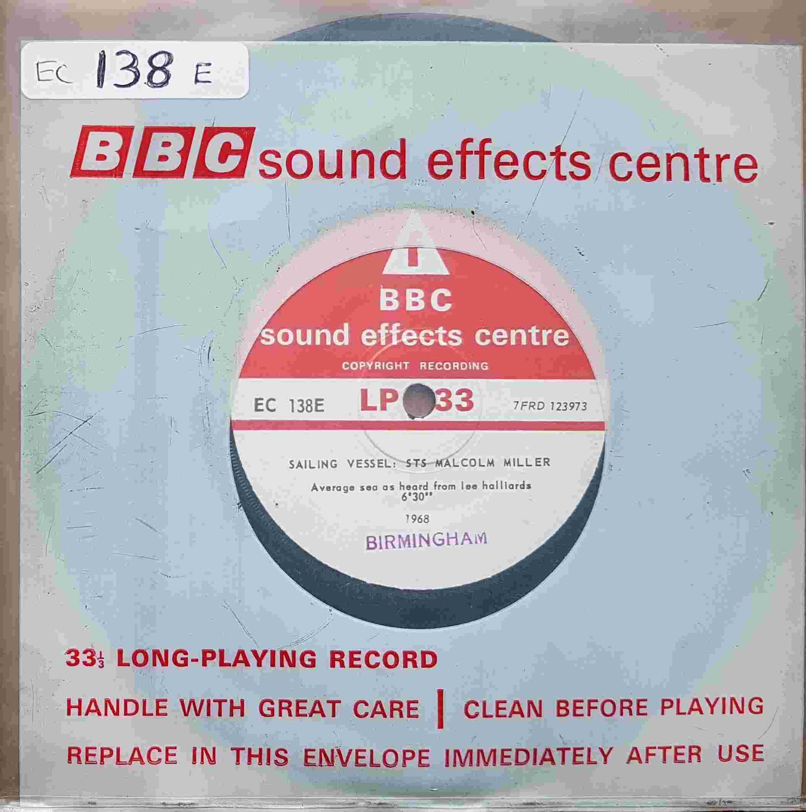 EC 138E Sailing vessel - St S Malcolm Miller 1968 Not registered from the BBC singles - Records and Tapes library Picture of EC 138E Sailing vessel - St S Malcolm Miller 1968 by artist Not registered from the BBC singles - Records and Tapes library