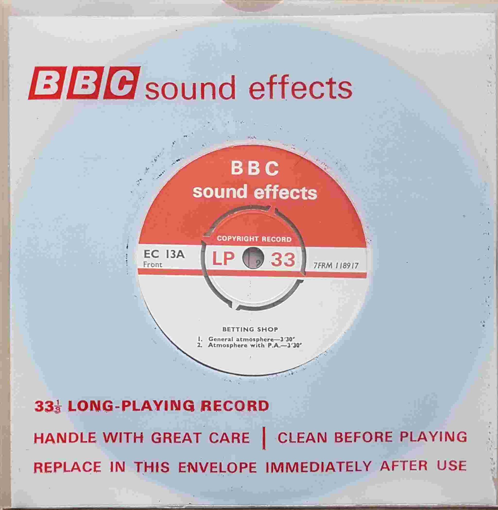 EC 13A Betting shop Not registered from the BBC singles - Records and Tapes library Picture of EC 13A Betting shop by artist Not registered from the BBC singles - Records and Tapes library