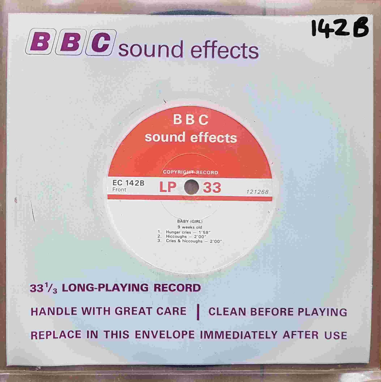 EC 142B Baby (Girl) Not registered from the BBC singles - Records and Tapes library Picture of EC 142B Baby (Girl) by artist Not registered from the BBC singles - Records and Tapes library