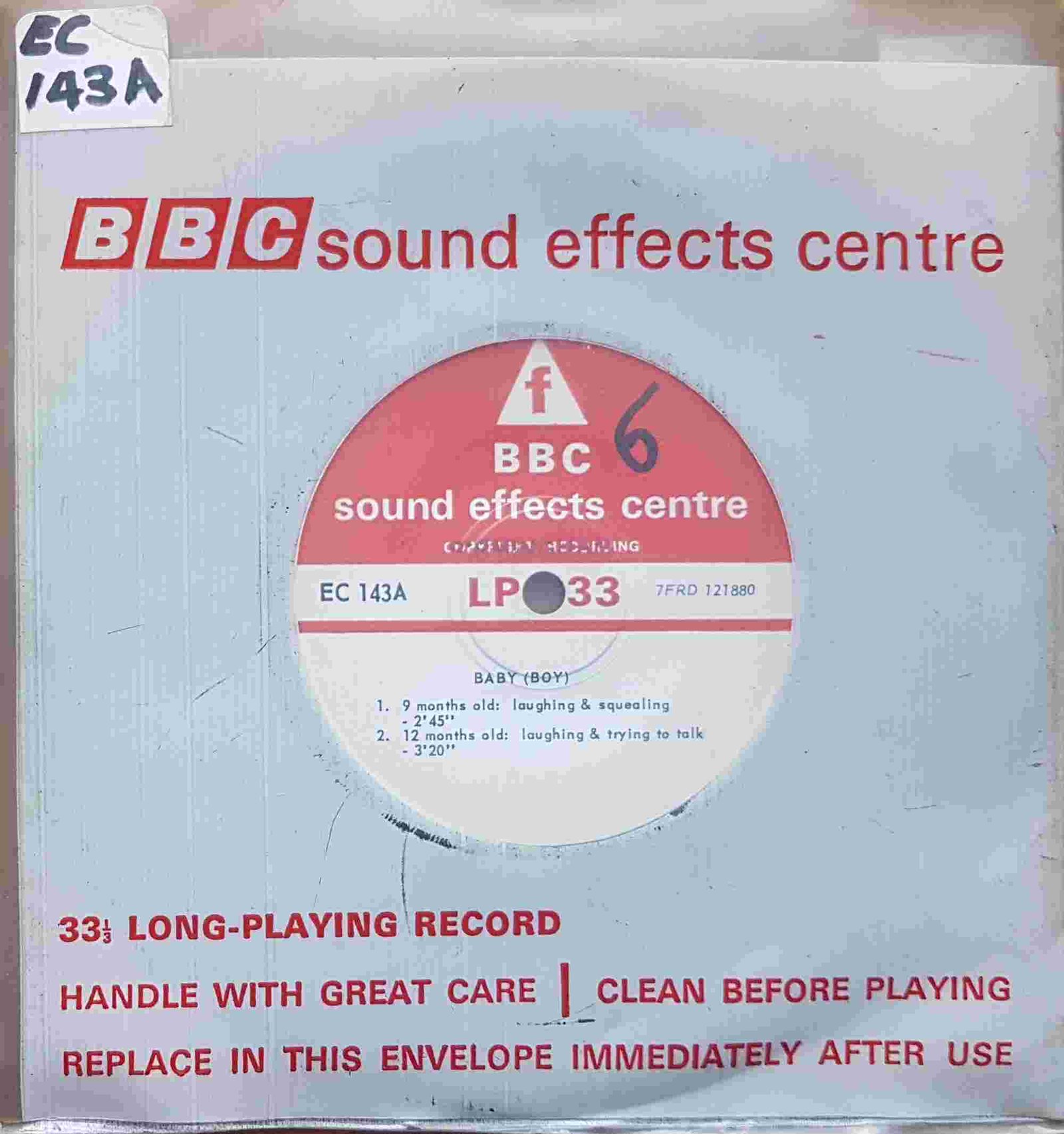 EC 143A Baby (Boy) Not registered from the BBC singles - Records and Tapes library Picture of EC 143A Baby (Boy) by artist Not registered from the BBC singles - Records and Tapes library