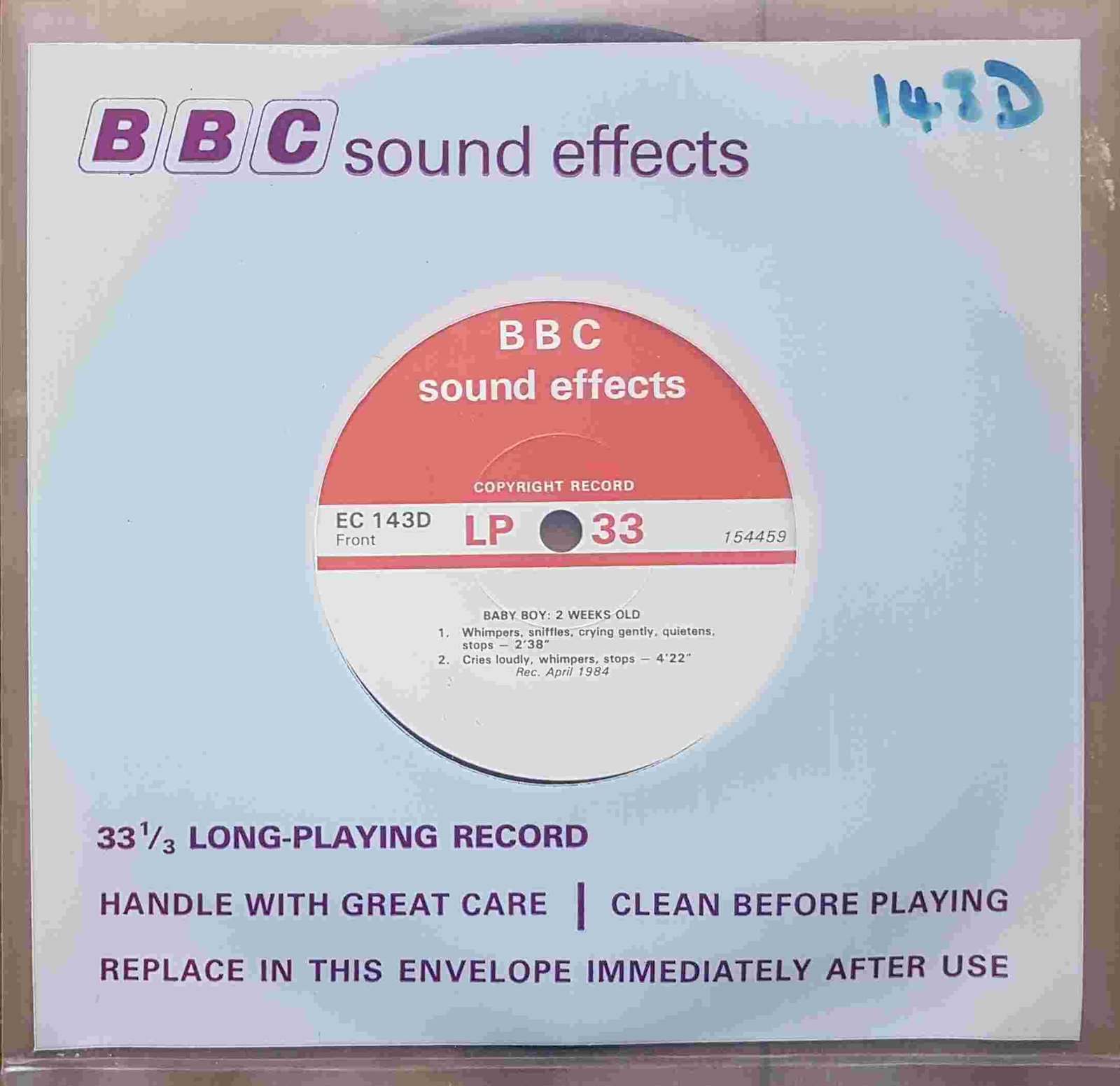 EC 143D Baby boy Not registered from the BBC singles - Records and Tapes library Picture of EC 143D Baby boy by artist Not registered from the BBC singles - Records and Tapes library