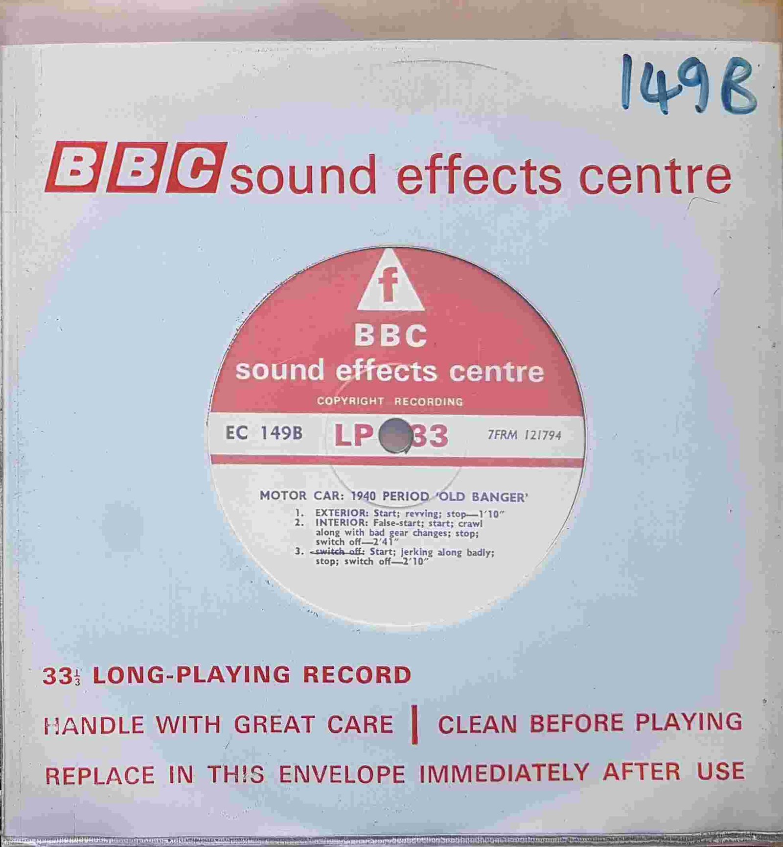 EC 149B Motor car: 1940 period 'old banger' Not registered from the BBC singles - Records and Tapes library Picture of EC 149B Motor car: 1940 period 'old banger' by artist Not registered from the BBC singles - Records and Tapes library