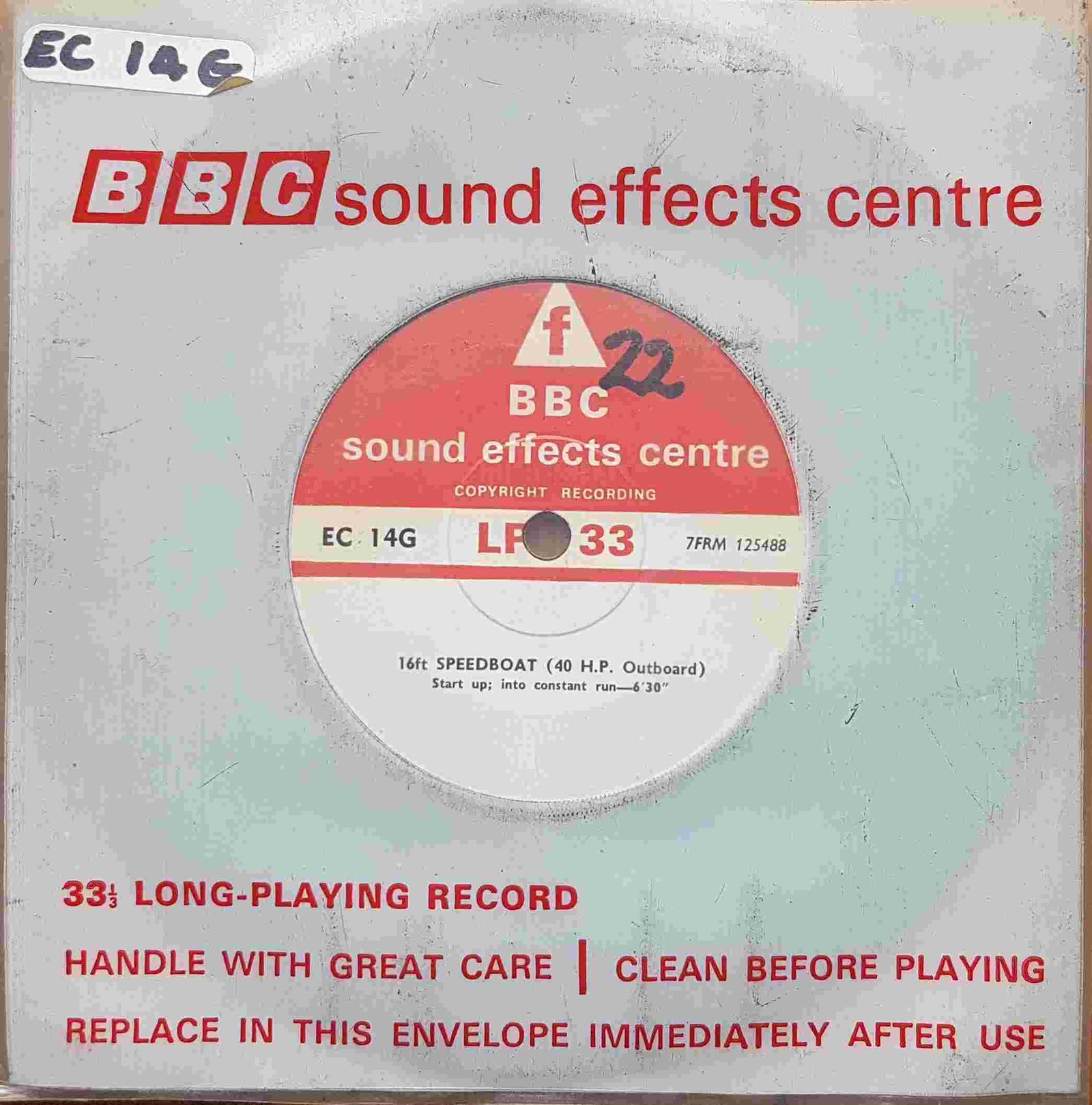 EC 14G 16Ft Speedboat (40 hp outboard) Not registered from the BBC singles - Records and Tapes library Picture of EC 14G 16Ft Speedboat (40 hp outboard) by artist Not registered from the BBC singles - Records and Tapes library