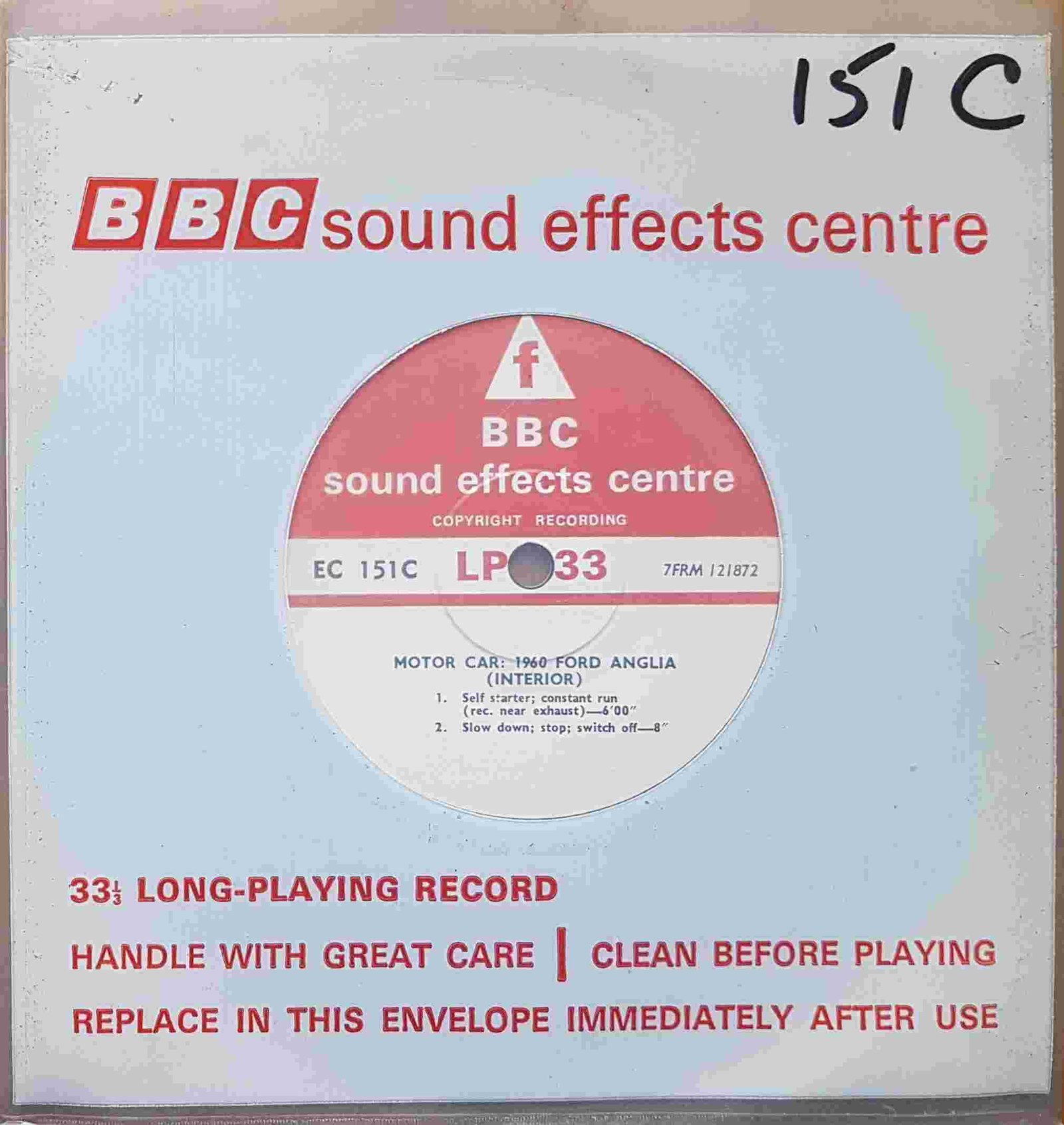 EC 151C Motor car: 1960 Ford Anglia (Interior) Not registered from the BBC singles - Records and Tapes library Picture of EC 151C Motor car: 1960 Ford Anglia (Interior) by artist Not registered from the BBC singles - Records and Tapes library