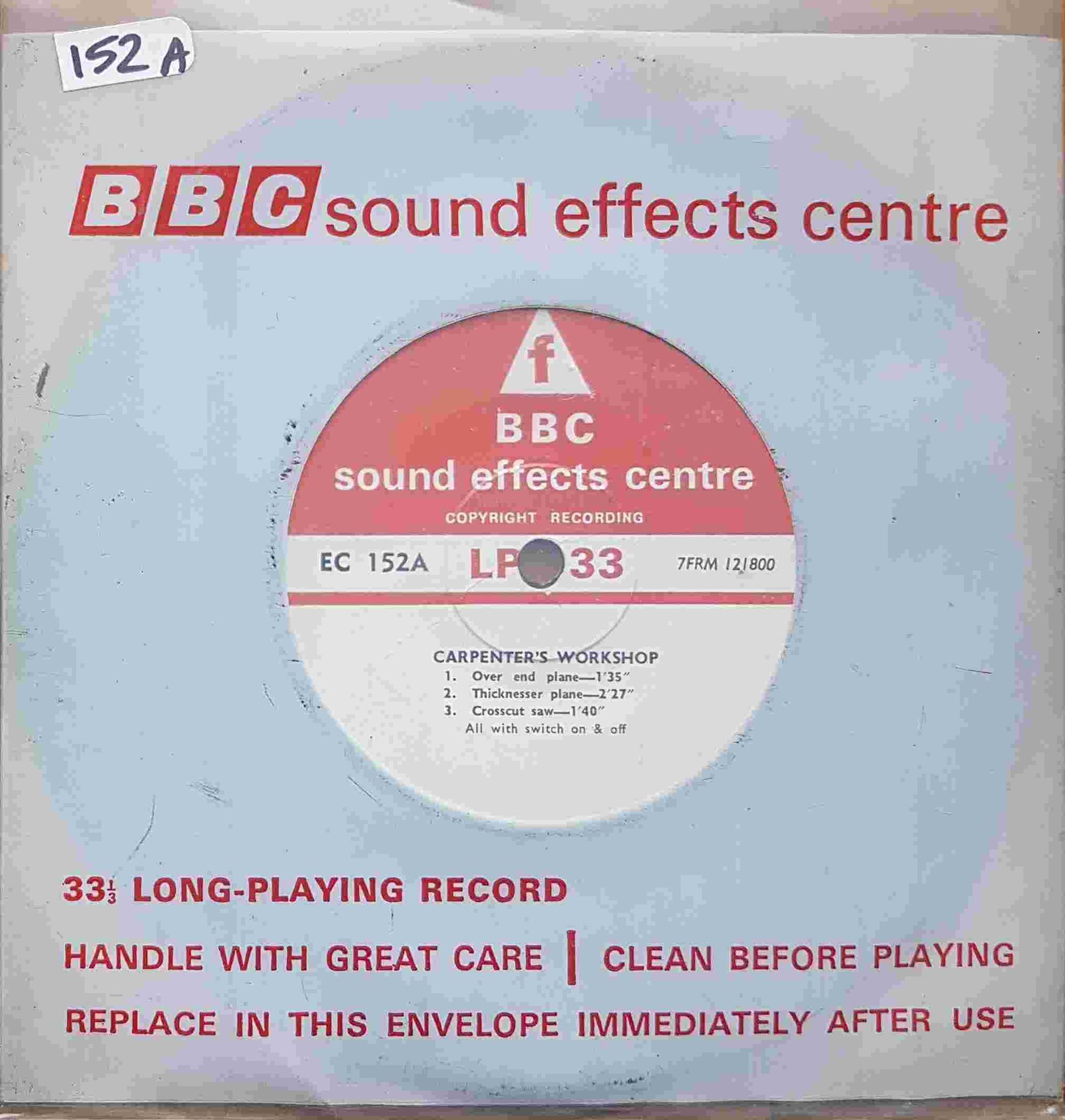EC 152A Carpenter's workshop (All with switch on & off) Not registered from the BBC singles - Records and Tapes library Picture of EC 152A Carpenter's workshop (All with switch on & off) by artist Not registered from the BBC singles - Records and Tapes library