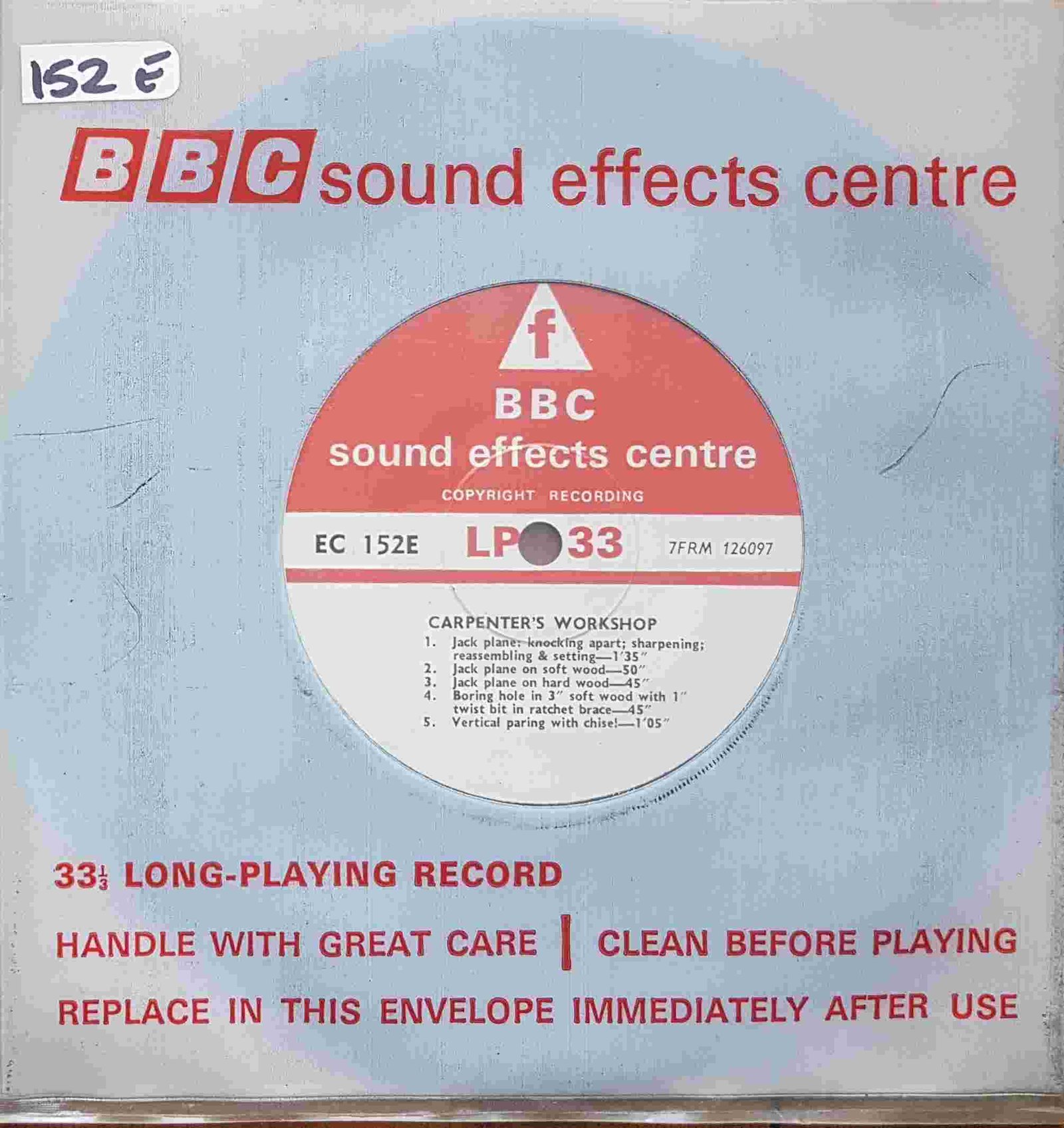 EC 152E Carpenter's workshop Not registered from the BBC singles - Records and Tapes library Picture of EC 152E Carpenter's workshop by artist Not registered from the BBC singles - Records and Tapes library