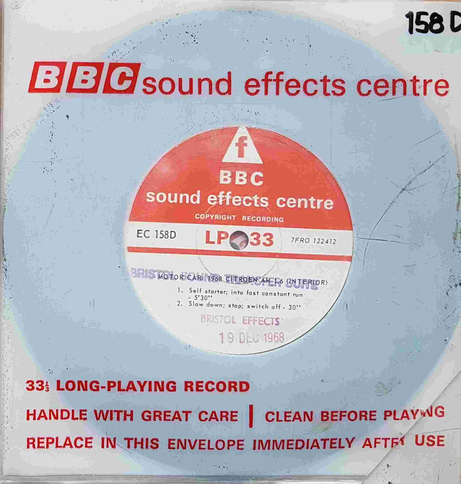 EC 158D Motor Car: 1968 Citroen AM 1.6 (Interior) Not registered from the BBC singles - Records and Tapes library Picture of EC 158D Motor Car: 1968 Citroen AM 1.6 (Interior) by artist Not registered from the BBC singles - Records and Tapes library