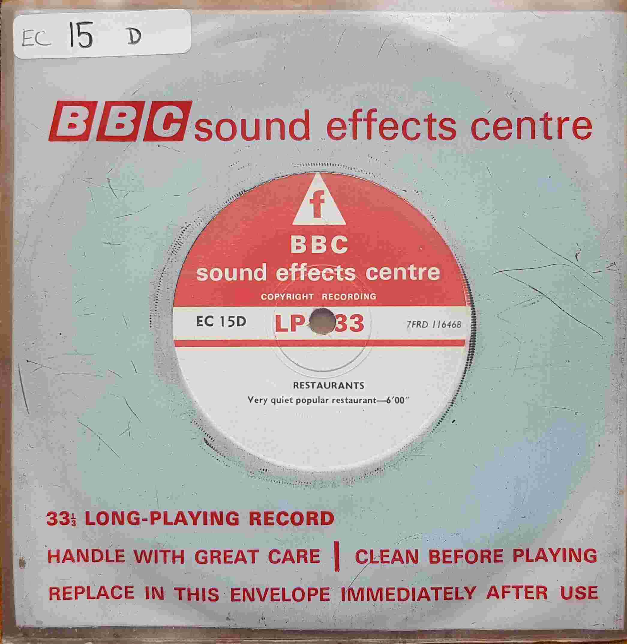Picture of EC 15D Restaurants single by artist Not registered from the BBC records and Tapes library