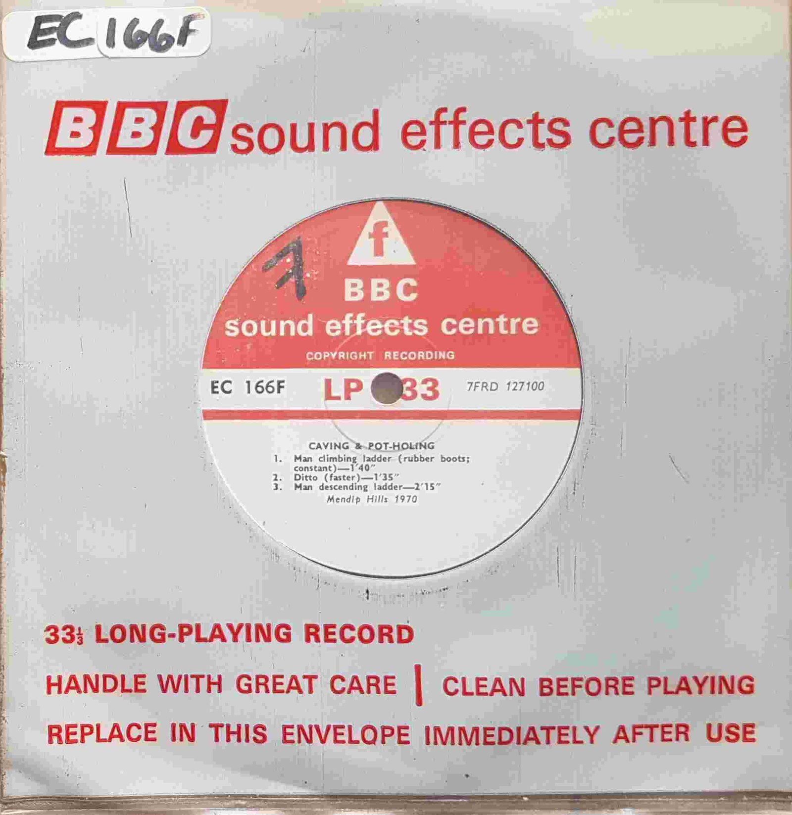 EC 166F Caving & pot-holing Not registered from the BBC singles - Records and Tapes library Picture of EC 166F Caving & pot-holing by artist Not registered from the BBC singles - Records and Tapes library