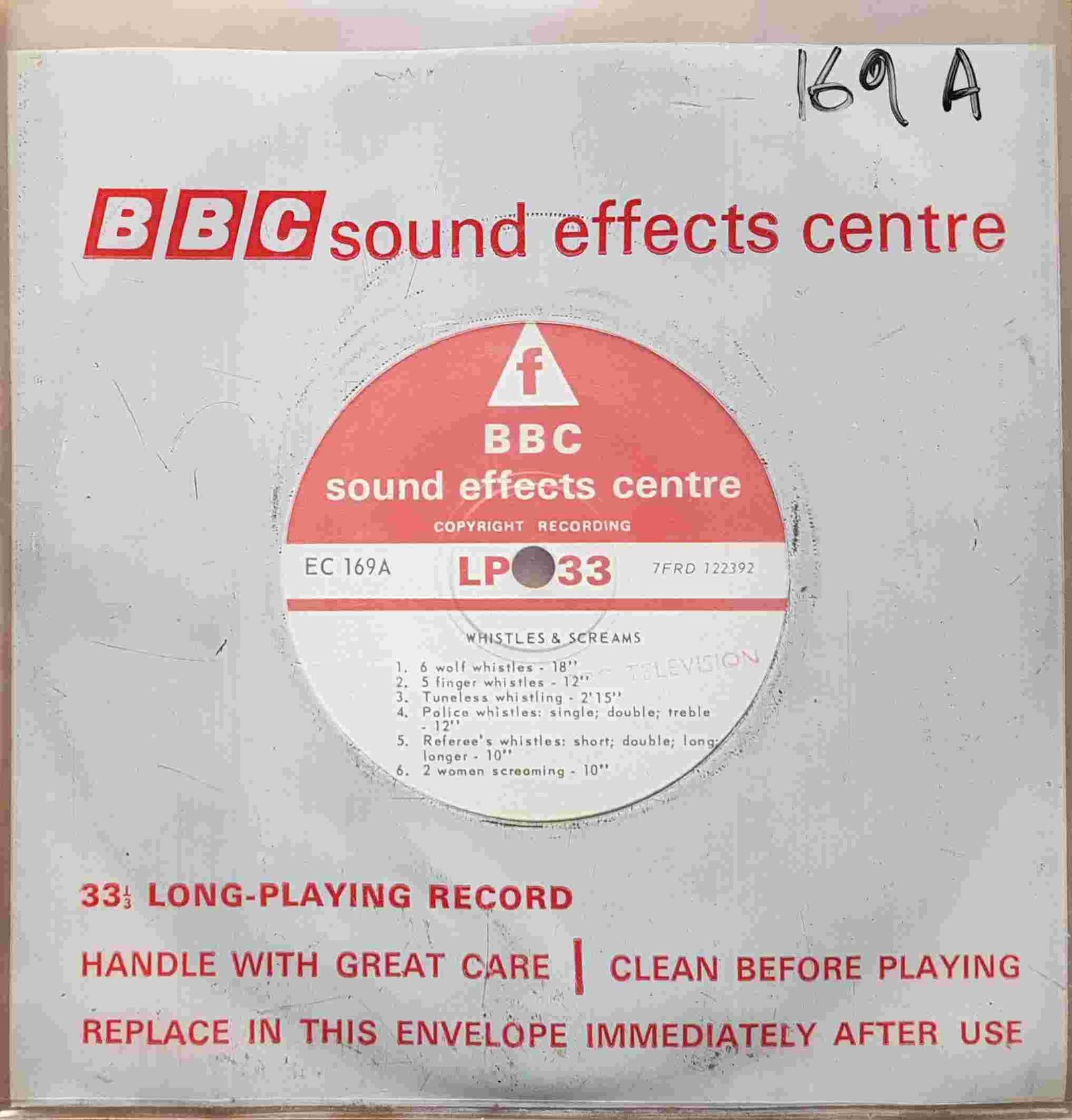 EC 169A Screams Not registered from the BBC singles - Records and Tapes library Picture of EC 169A Screams by artist Not registered from the BBC singles - Records and Tapes library