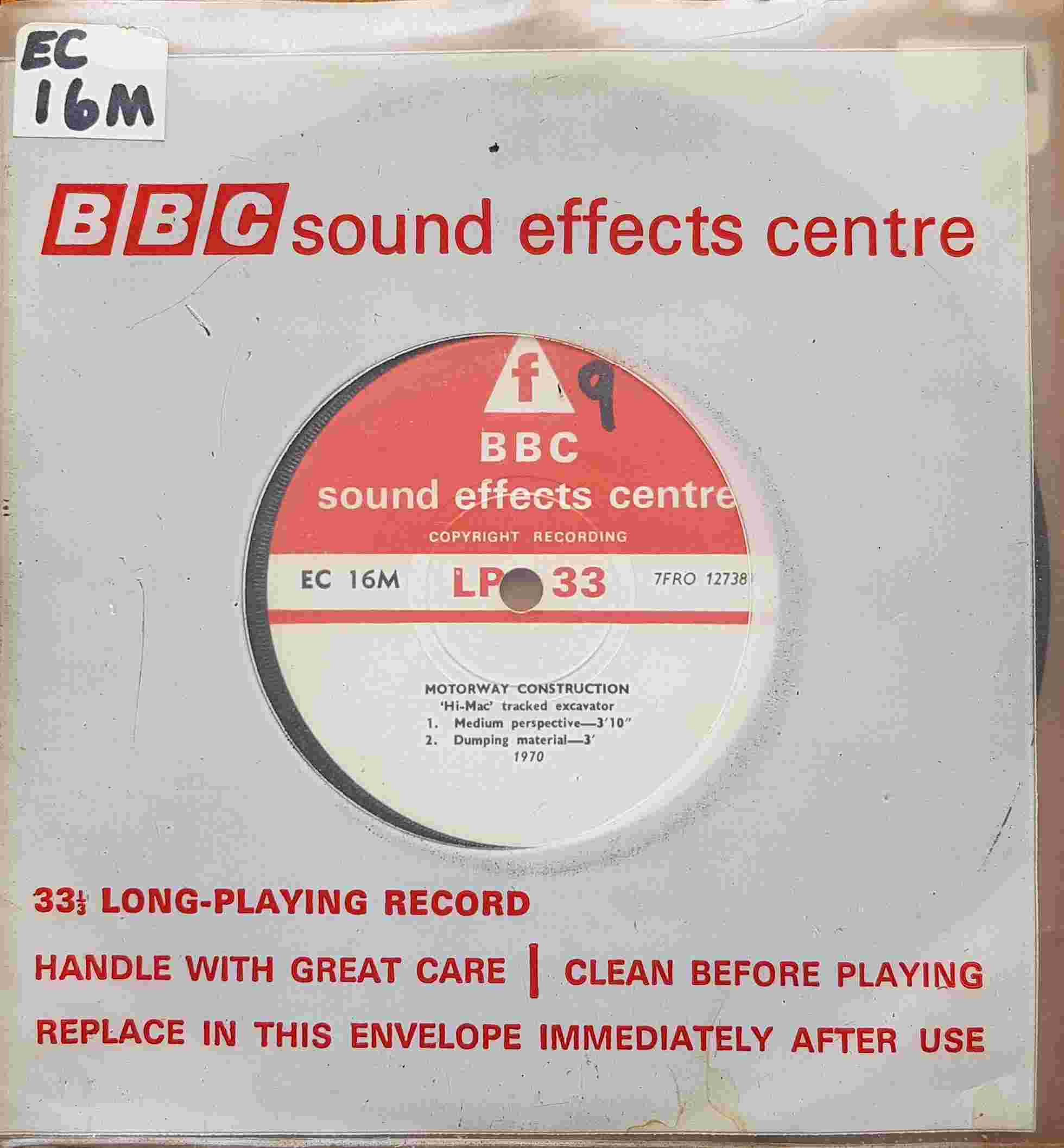 Picture of EC 16M Motorway construction single by artist Not registered from the BBC records and Tapes library