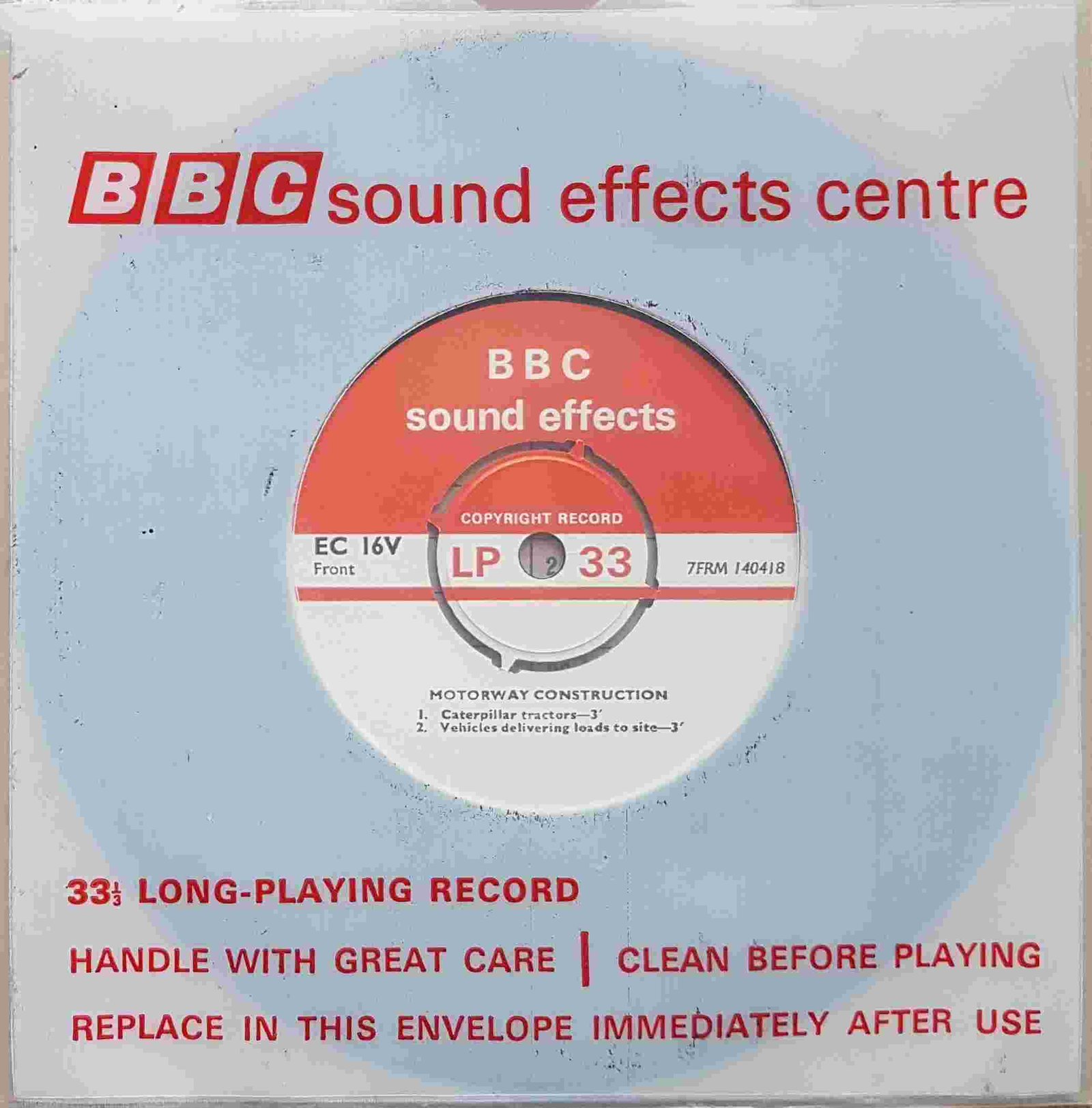 EC 16V Motorway construction Not registered from the BBC singles - Records and Tapes library Picture of EC 16V Motorway construction by artist Not registered from the BBC singles - Records and Tapes library
