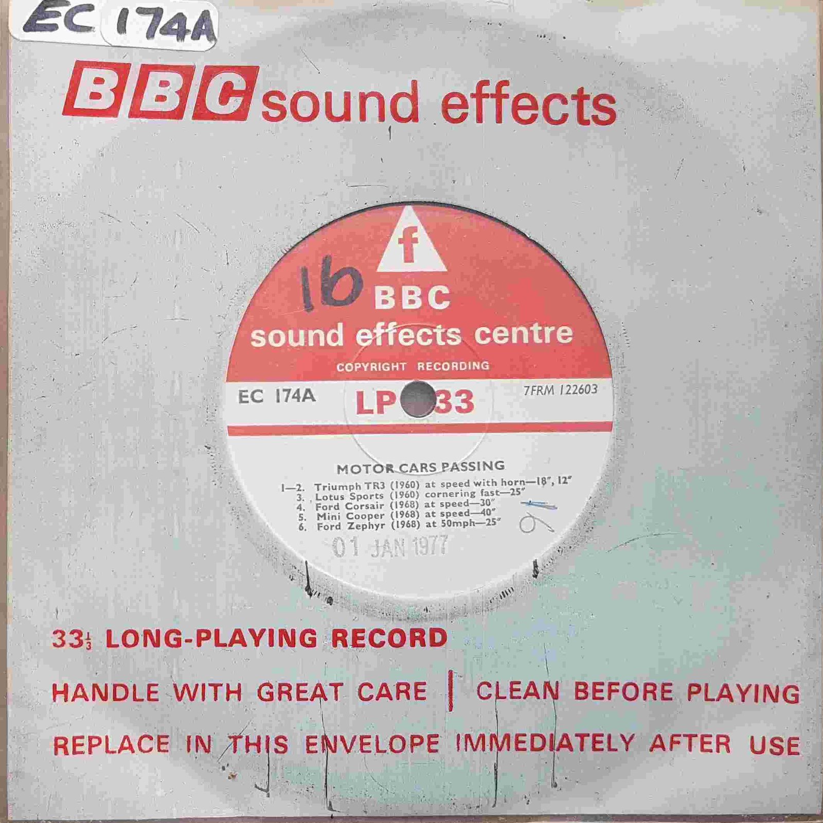 EC 174A Motor car passing Not registered from the BBC singles - Records and Tapes library Picture of EC 174A Motor car passing by artist Not registered from the BBC singles - Records and Tapes library