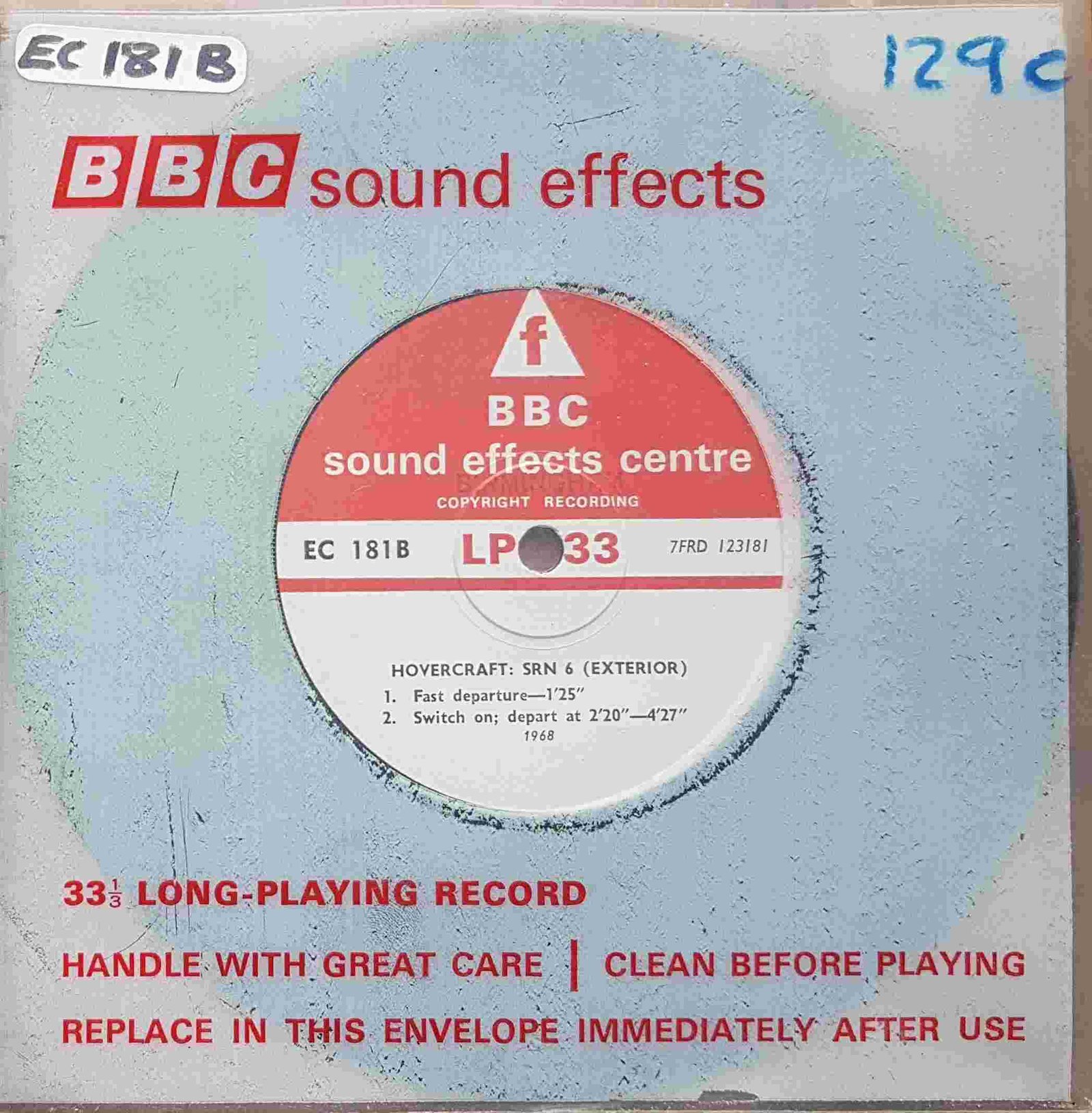 EC 181B Hovercraft: SRN 6 (Exterior) Not registered from the BBC singles - Records and Tapes library Picture of EC 181B Hovercraft: SRN 6 (Exterior) by artist Not registered from the BBC singles - Records and Tapes library