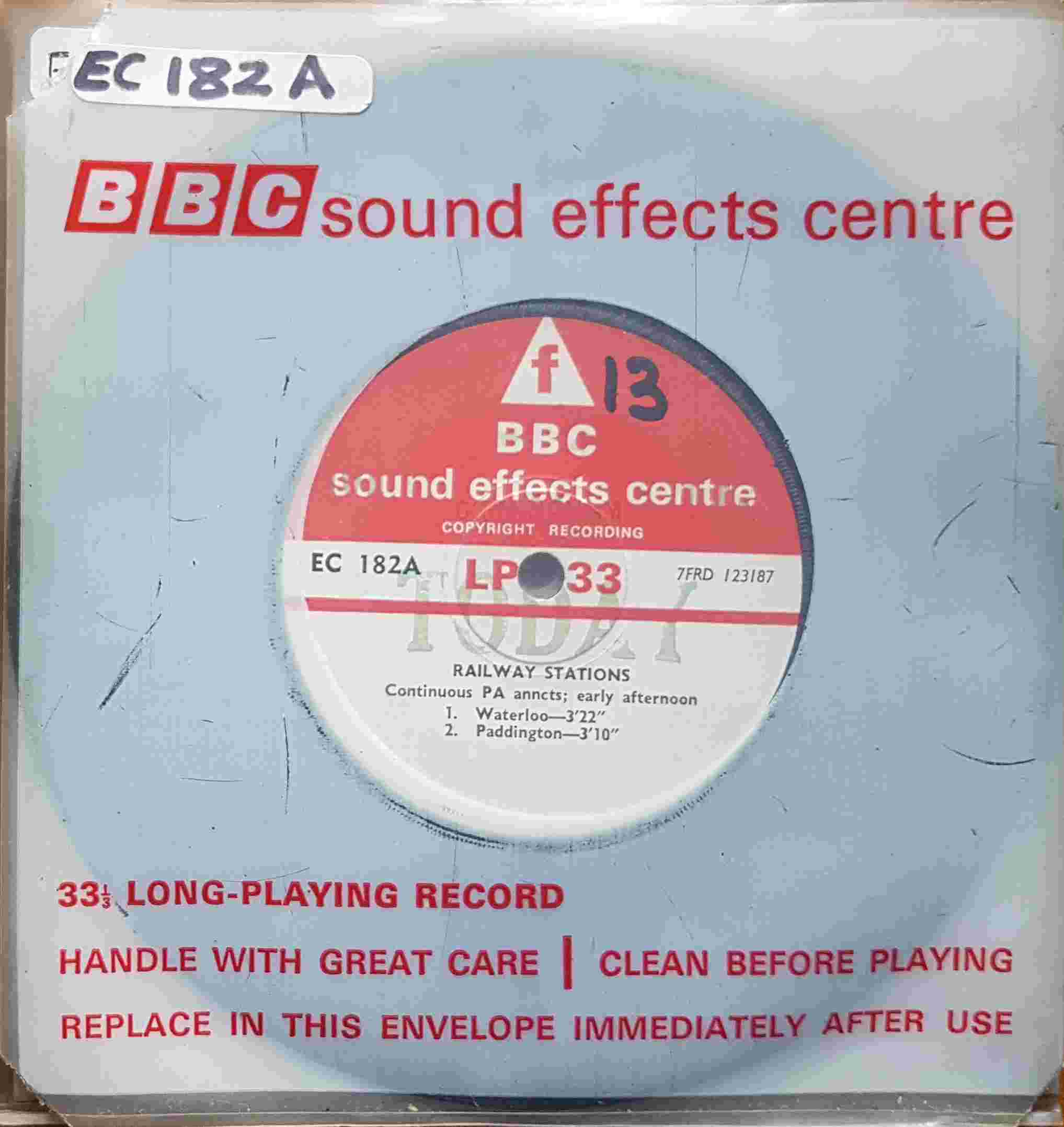 Picture of EC 182A Railway stations - Continuous PA anncts; early afternoon by artist Not registered from the BBC singles - Records and Tapes library
