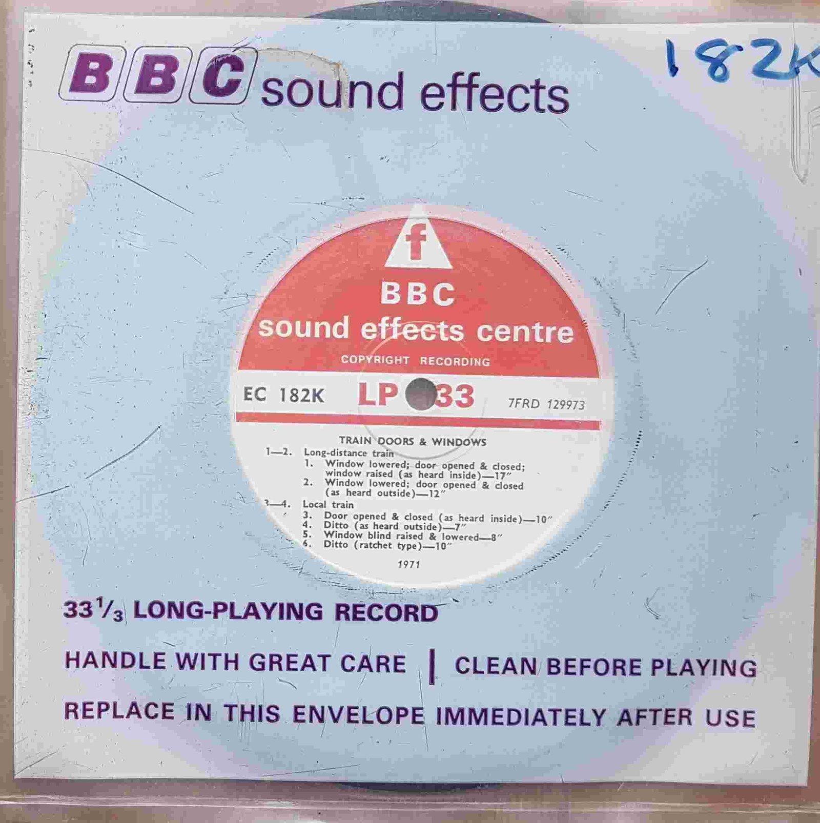EC 182K Train doors and windows Not registered from the BBC singles - Records and Tapes library Picture of EC 182K Train doors and windows by artist Not registered from the BBC singles - Records and Tapes library