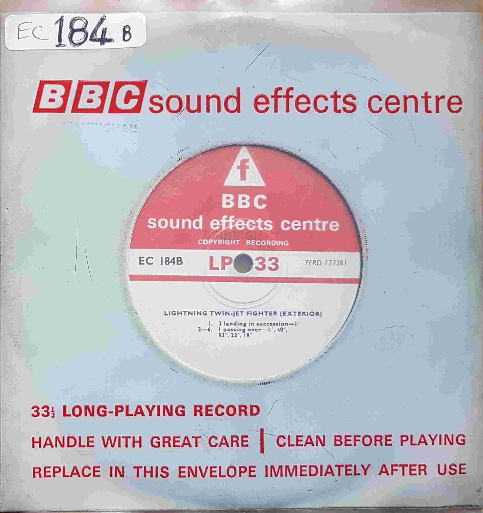 EC 184B Lightning twin-jet fighter (Exterior) Not registered from the BBC singles - Records and Tapes library Picture of EC 184B Lightning twin-jet fighter (Exterior) by artist Not registered from the BBC singles - Records and Tapes library