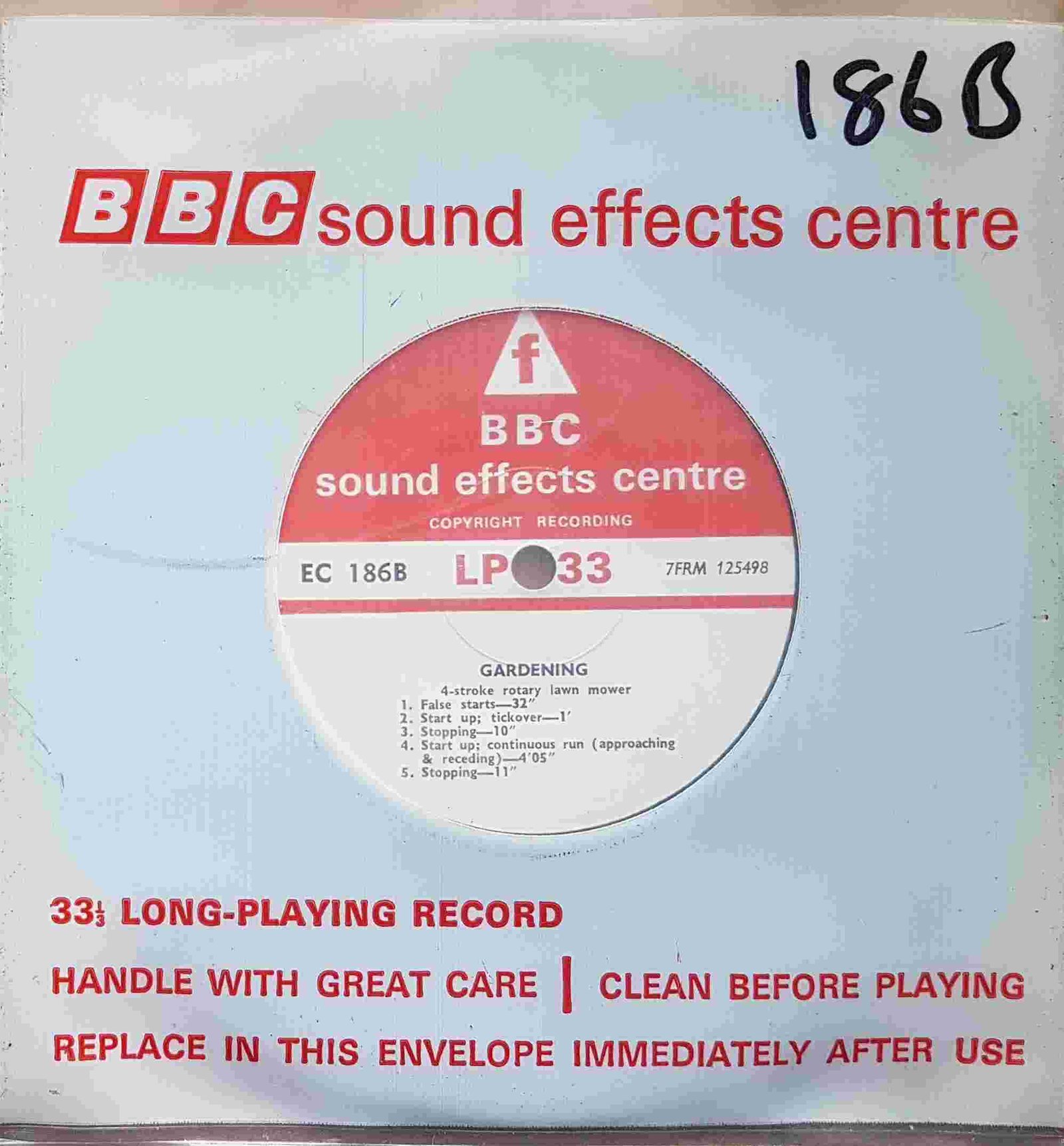 EC 186B Gardening Not registered from the BBC singles - Records and Tapes library Picture of EC 186B Gardening by artist Not registered from the BBC singles - Records and Tapes library