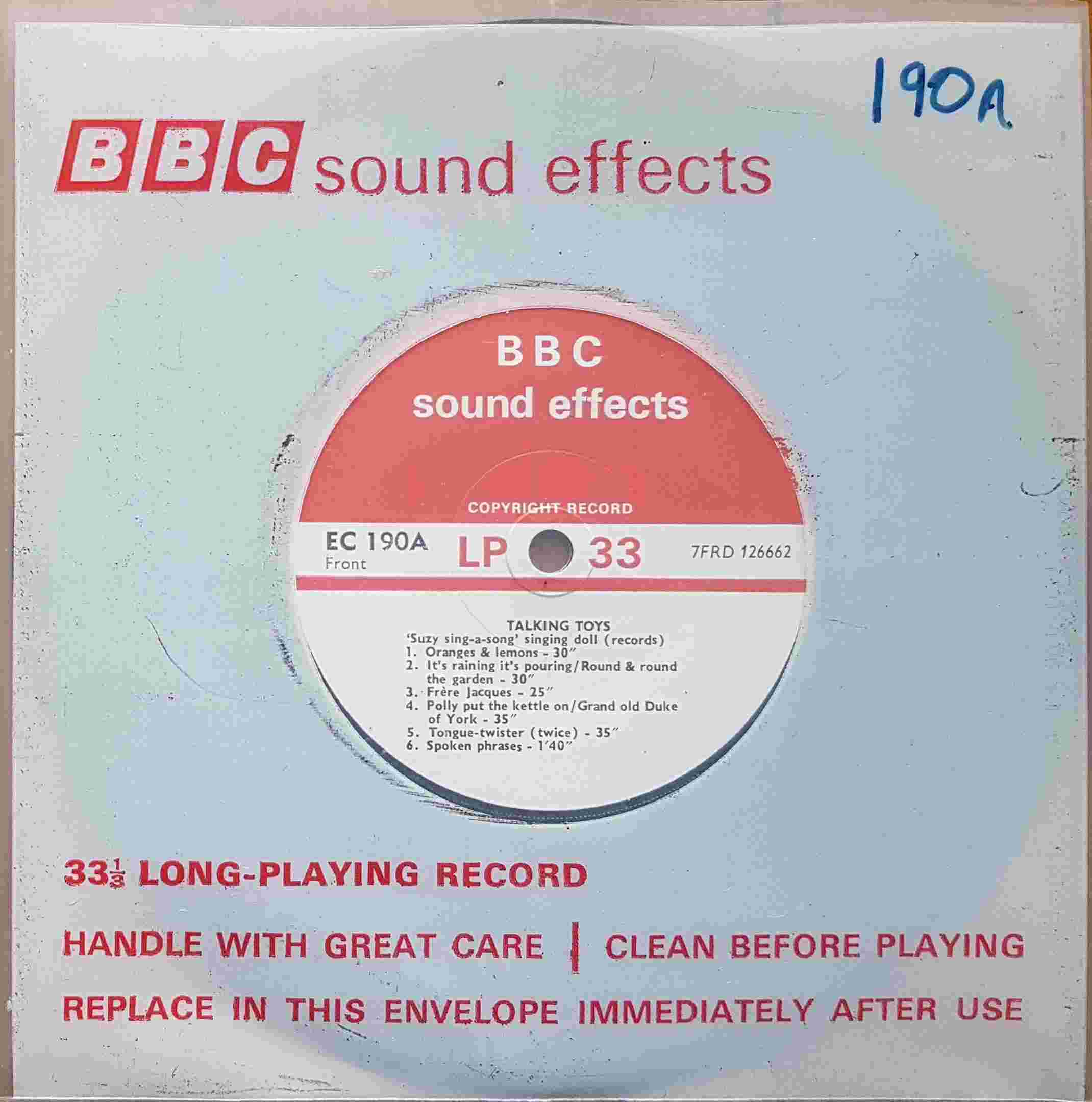 Picture of EC 190A Talking toys by artist Not registered from the BBC singles - Records and Tapes library