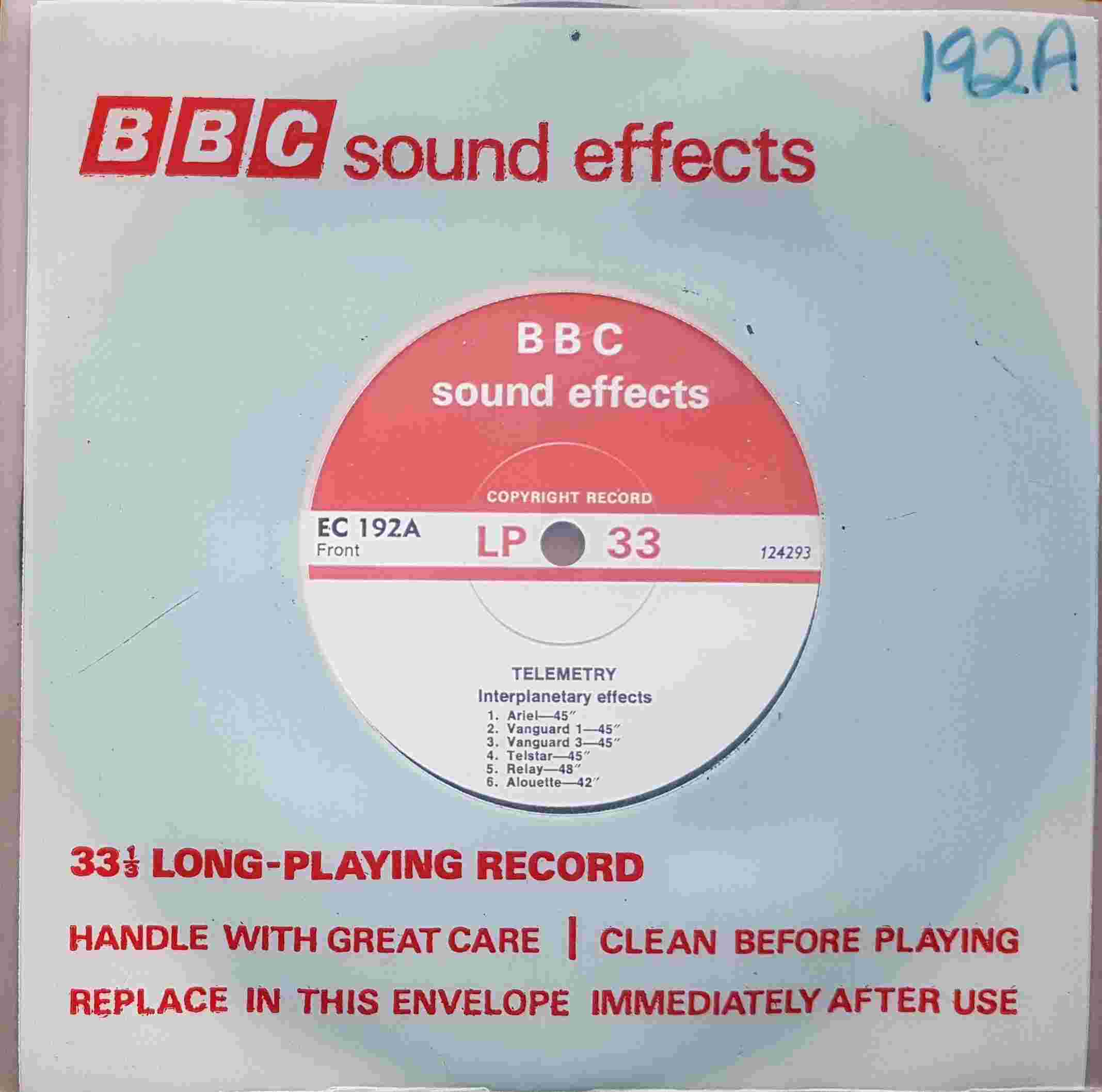 Picture of EC 192A Telemetry - Interplanetary effects by artist Not registered from the BBC singles - Records and Tapes library