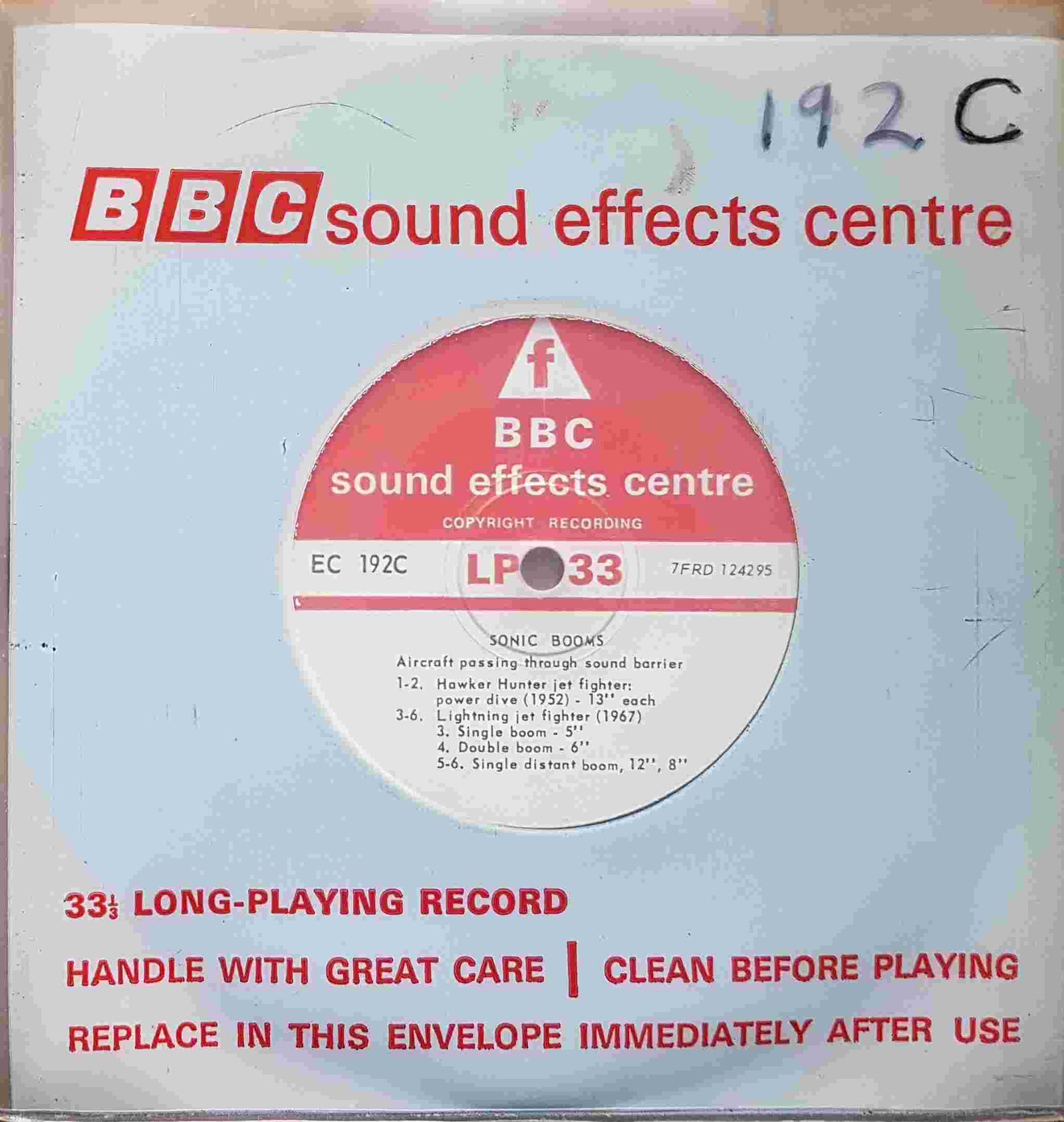 EC 192C Sonic Booms / U. S. space ship landing Not registered from the BBC singles - Records and Tapes library Picture of EC 192C Sonic Booms / U. S. space ship landing by artist Not registered from the BBC singles - Records and Tapes library