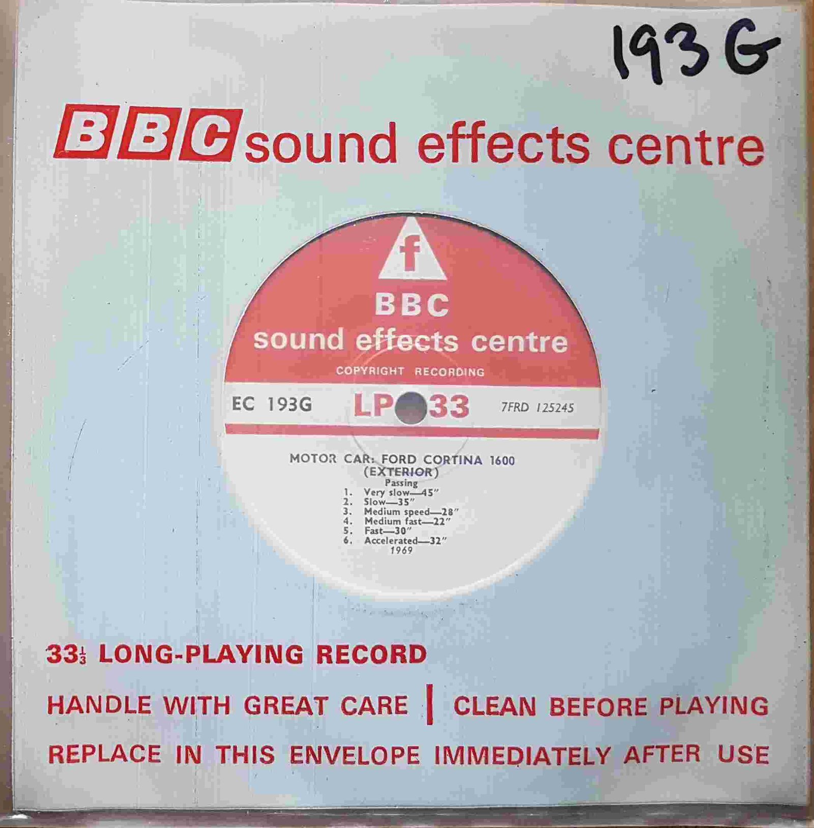 EC 193G Motor car: Ford Cortina 1600 Not registered from the BBC singles - Records and Tapes library Picture of EC 193G Motor car: Ford Cortina 1600 by artist Not registered from the BBC singles - Records and Tapes library