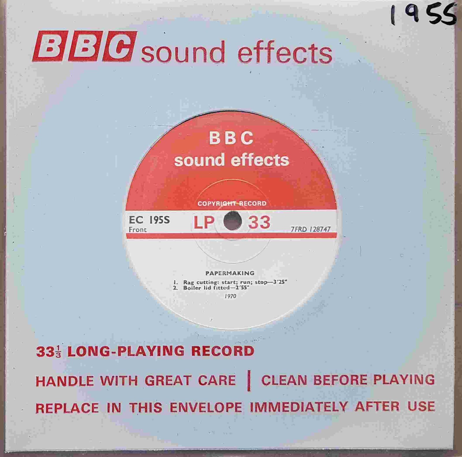 EC 195S Papermaking Not registered from the BBC singles - Records and Tapes library Picture of EC 195S Papermaking by artist Not registered from the BBC singles - Records and Tapes library