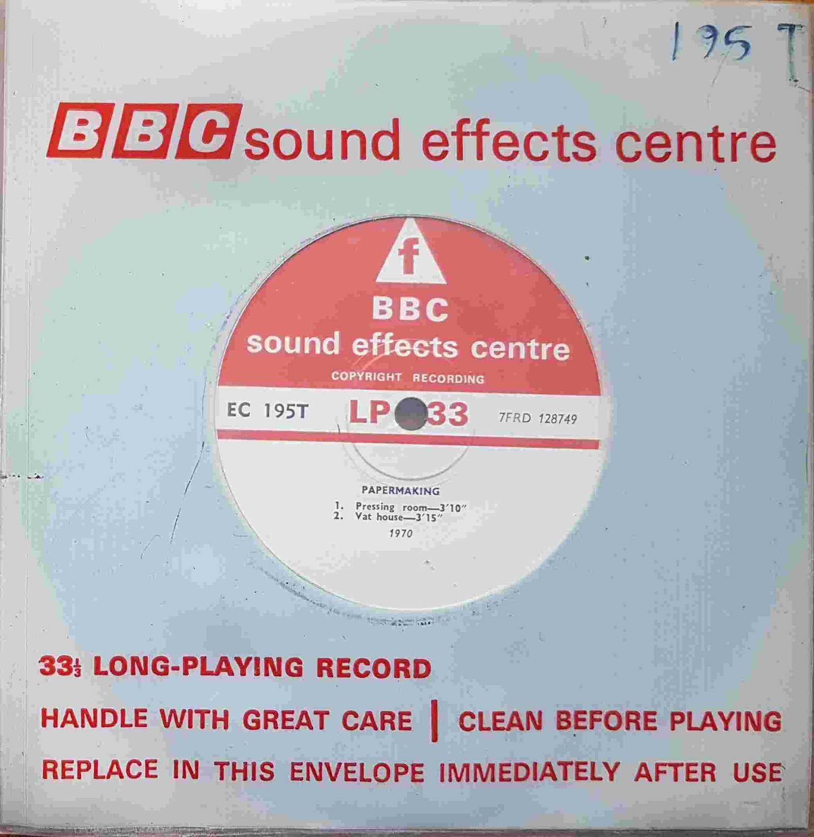 EC 195T Papermaking Not registered from the BBC singles - Records and Tapes library Picture of EC 195T Papermaking by artist Not registered from the BBC singles - Records and Tapes library