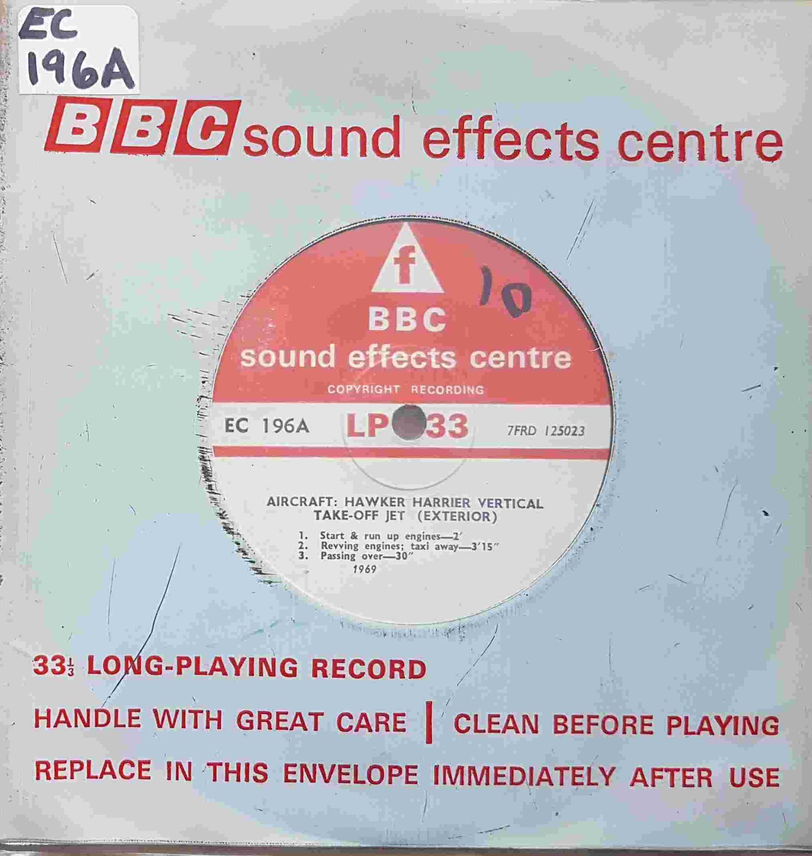 EC 196A Aircraft: Hawker Harrier vertical take-off jet (Exterior) Not registered from the BBC singles - Records and Tapes library Picture of EC 196A Aircraft: Hawker Harrier vertical take-off jet (Exterior) by artist Not registered from the BBC singles - Records and Tapes library