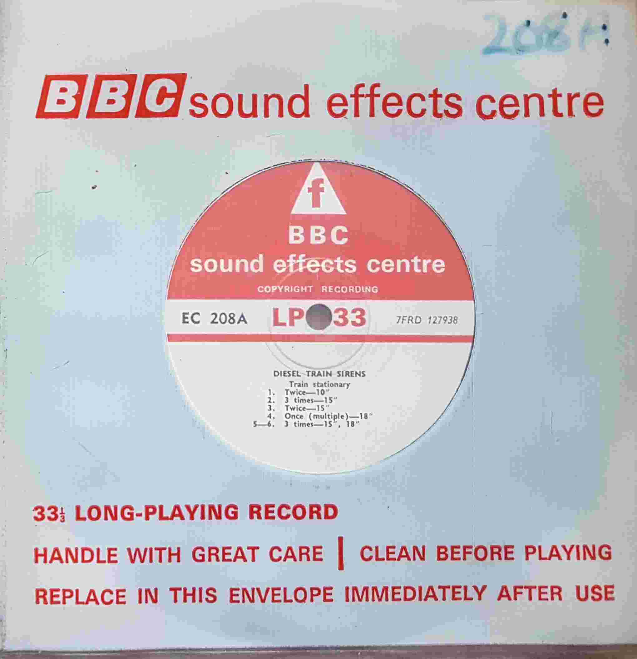 Picture of EC 208A Diesel train sirens / Trains by artist Not registered from the BBC singles - Records and Tapes library