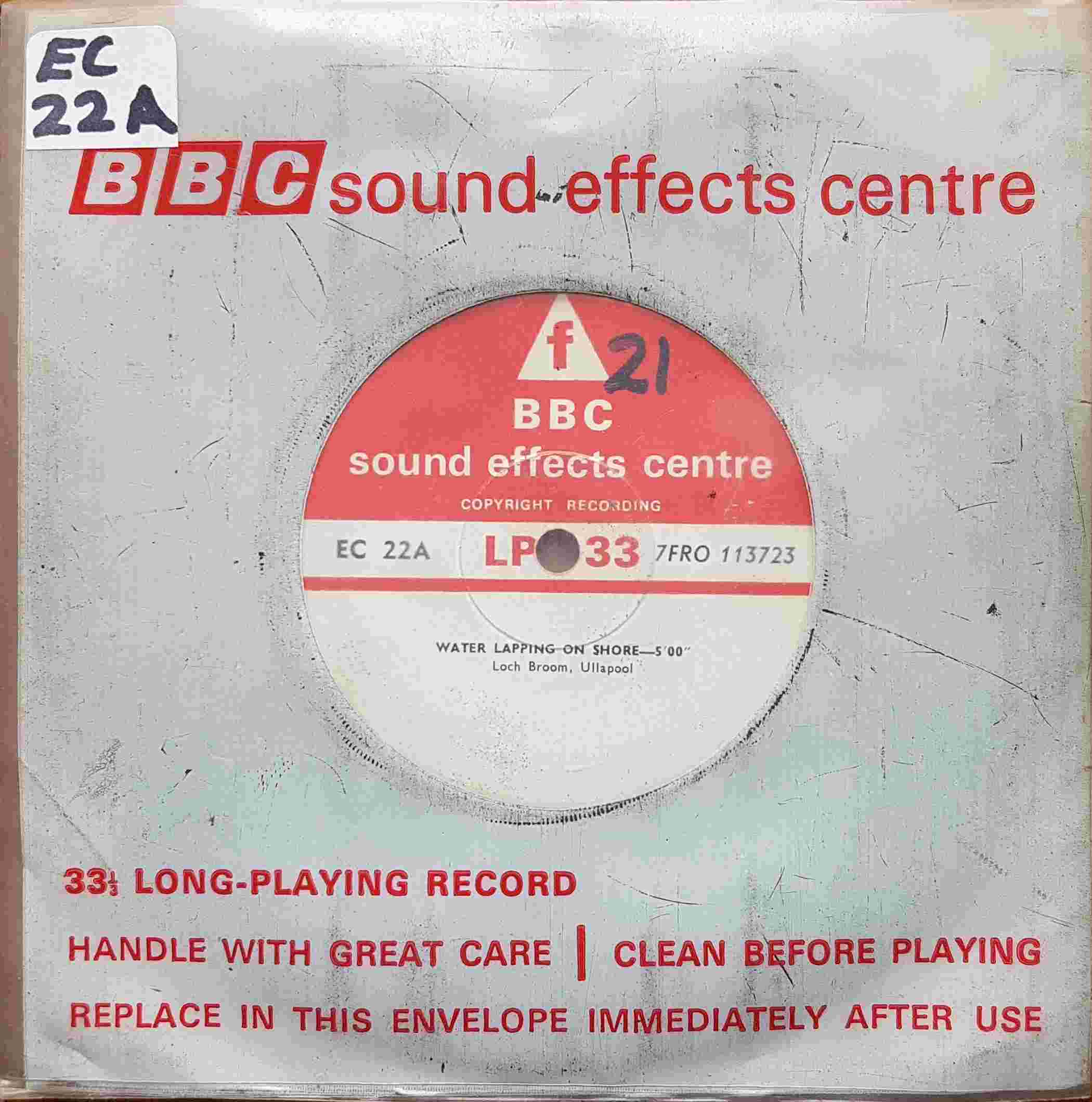 Picture of EC 22A Water lapping on shore / Mountain stream by artist Not registered from the BBC singles - Records and Tapes library
