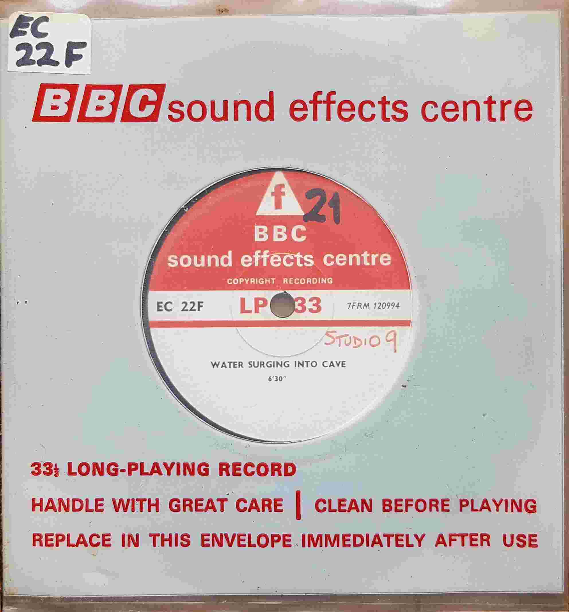 Picture of EC 22F Water surging into cave / Water running into large drain by artist Not registered from the BBC singles - Records and Tapes library