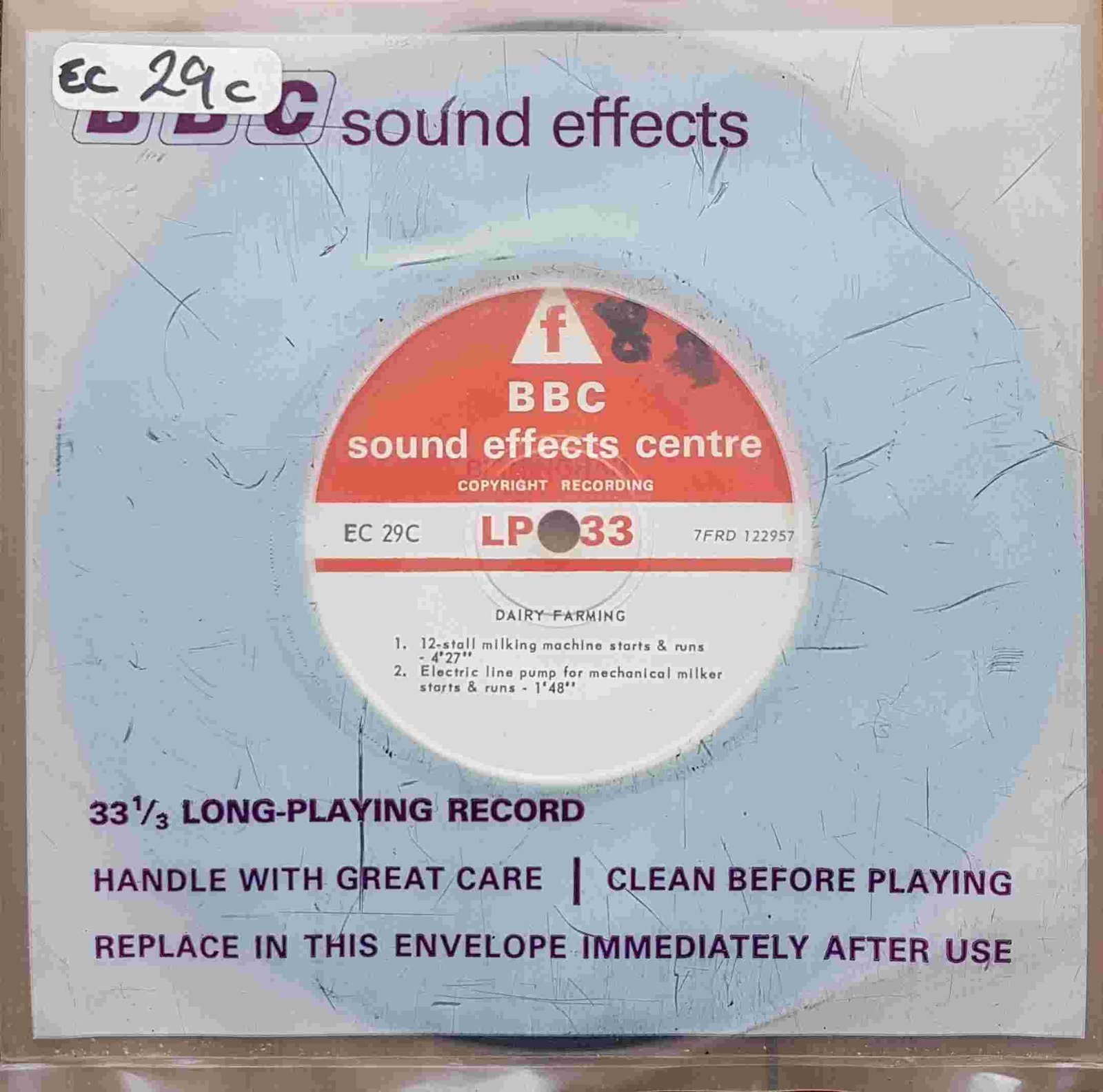 EC 29C Dairy farming Not registered from the BBC singles - Records and Tapes library Picture of EC 29C Dairy farming by artist Not registered from the BBC singles - Records and Tapes library