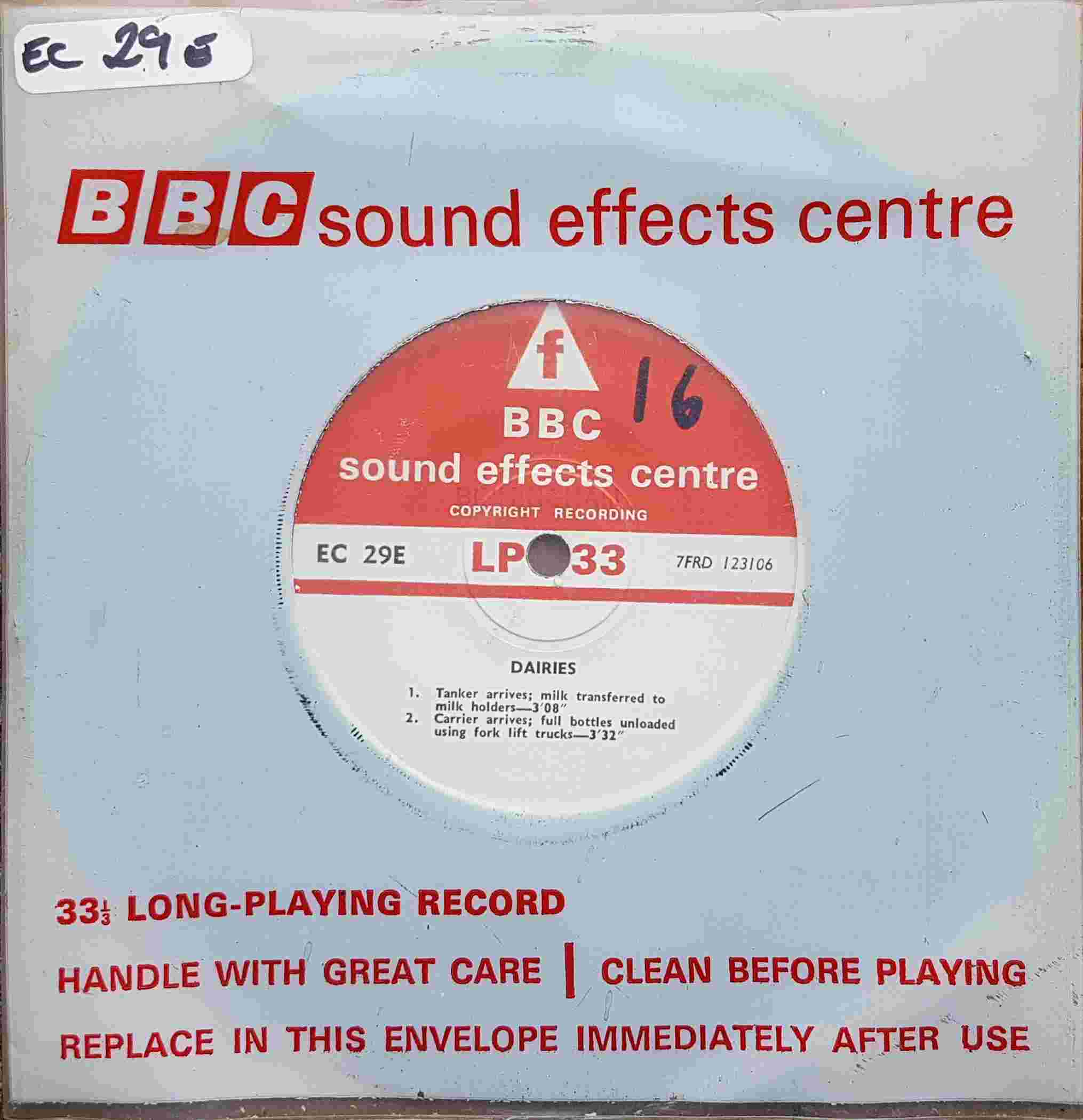 Picture of EC 29E Dairies single by artist Not registered from the BBC records and Tapes library