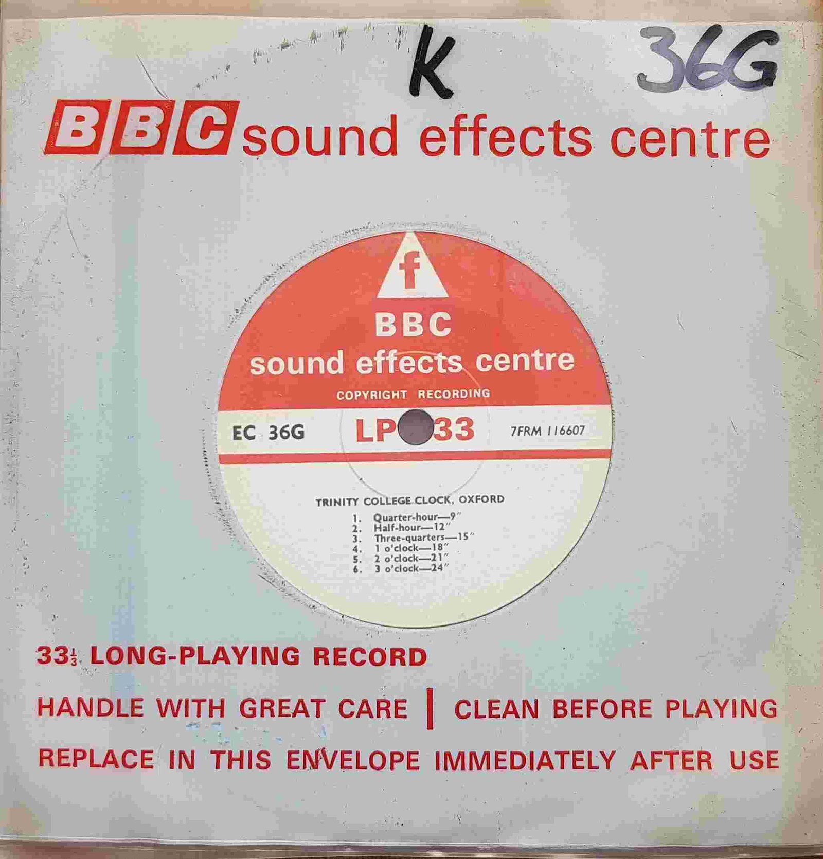 EC 36G Trinity College clock, Oxford Not registered from the BBC singles - Records and Tapes library Picture of EC 36G Trinity College clock, Oxford by artist Not registered from the BBC singles - Records and Tapes library
