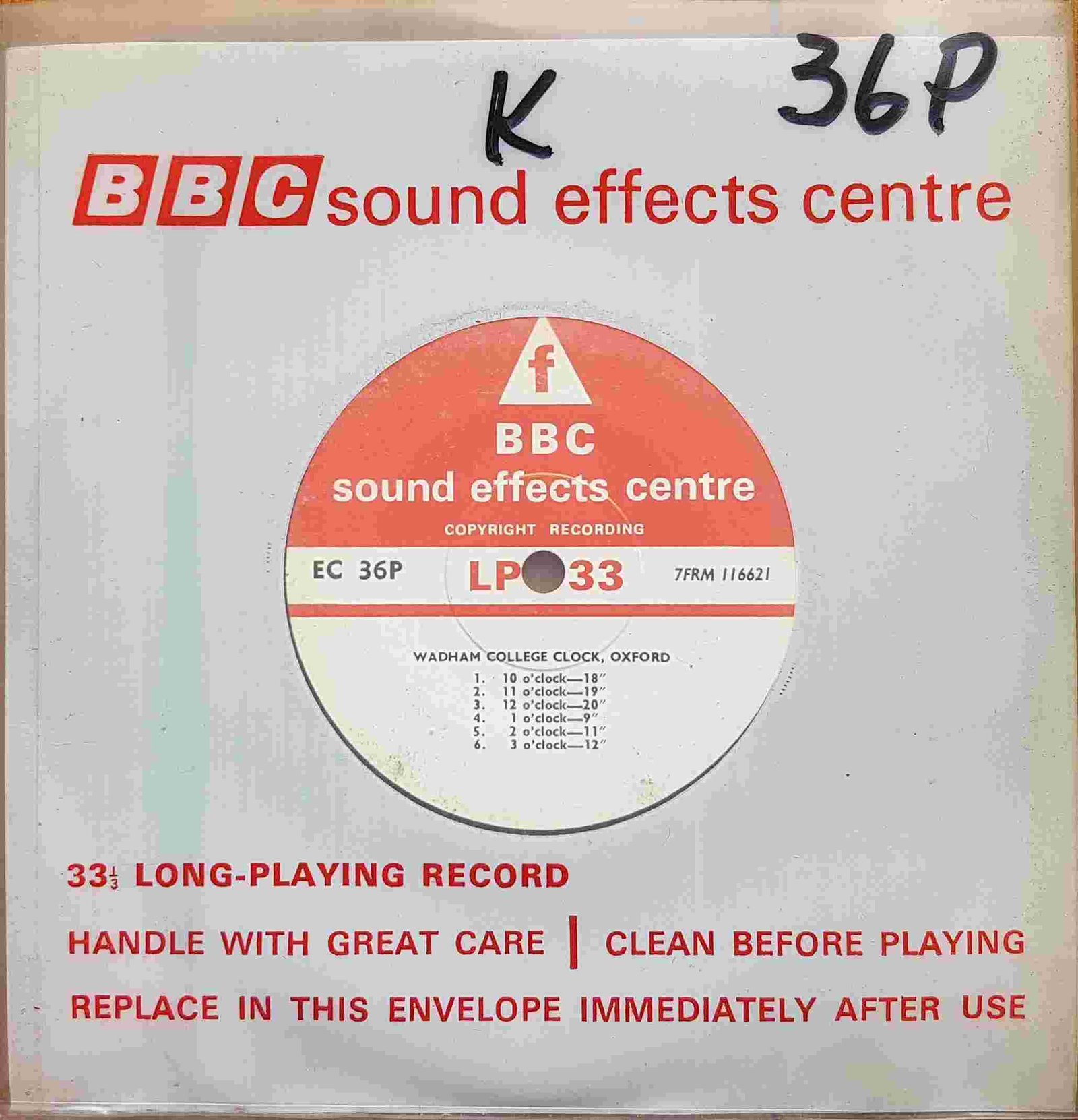 EC 36P Wadham College Clock, Oxford Not registered from the BBC singles - Records and Tapes library Picture of EC 36P Wadham College Clock, Oxford by artist Not registered from the BBC singles - Records and Tapes library