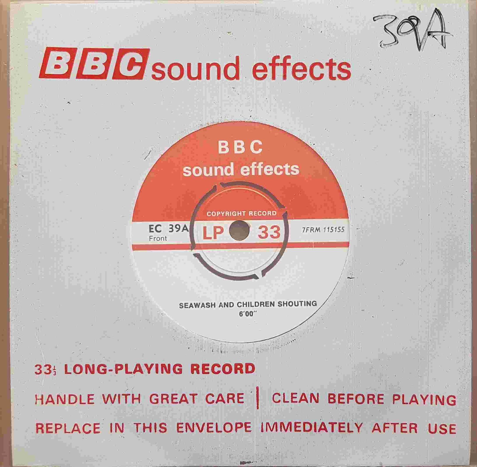 EC 39A Seawash Not registered from the BBC singles - Records and Tapes library Picture of EC 39A Seawash by artist Not registered from the BBC singles - Records and Tapes library