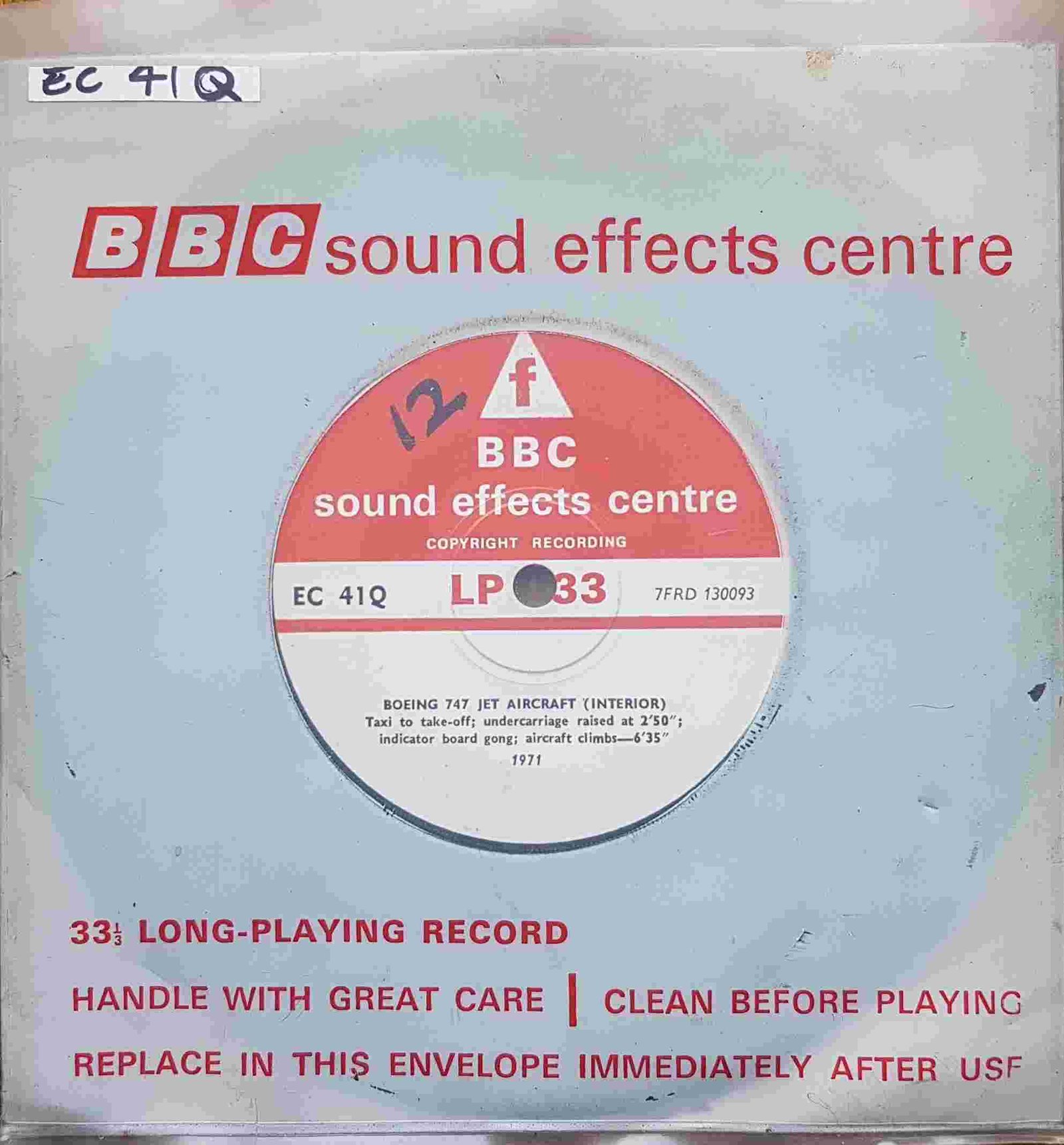 EC 41Q Boeing 747 jet aircraft (Internal) Not registered from the BBC singles - Records and Tapes library Picture of EC 41Q Boeing 747 jet aircraft (Internal) by artist Not registered from the BBC singles - Records and Tapes library