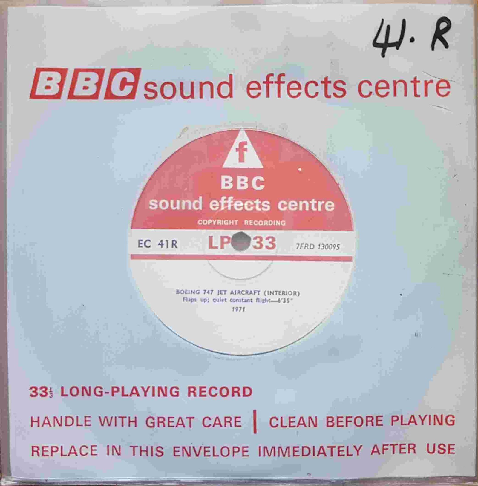 Picture of EC 41R Boeing 747 jet aircraft (Interior) by artist Not registered from the BBC singles - Records and Tapes library