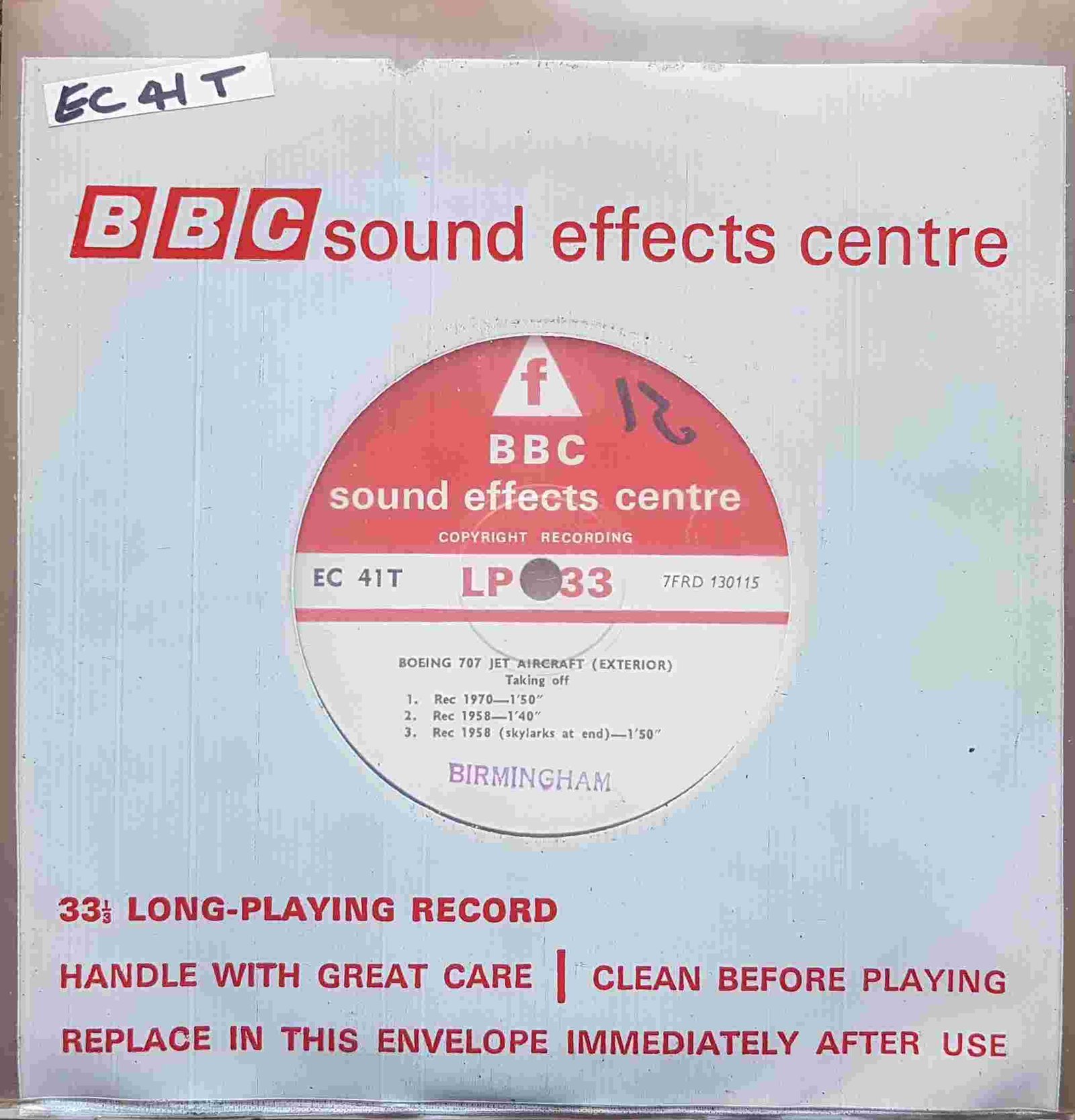EC 41T Boeing 707 jet aircraft (Exterior) Not registered from the BBC singles - Records and Tapes library Picture of EC 41T Boeing 707 jet aircraft (Exterior) by artist Not registered from the BBC singles - Records and Tapes library