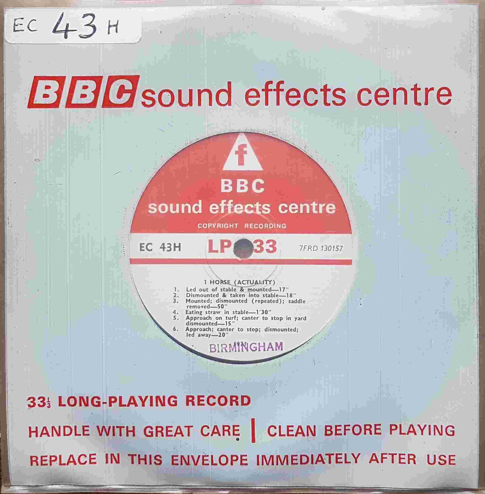 EC 43H Horses (Actuality) Not registered from the BBC singles - Records and Tapes library Picture of EC 43H Horses (Actuality) by artist Not registered from the BBC singles - Records and Tapes library