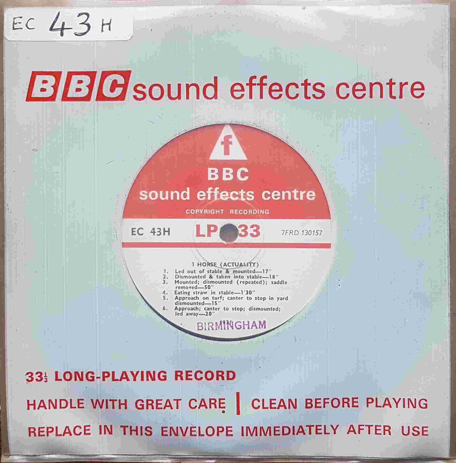 Picture of Horses (Actuality) by artist Not registered from the BBC singles - Records and Tapes library