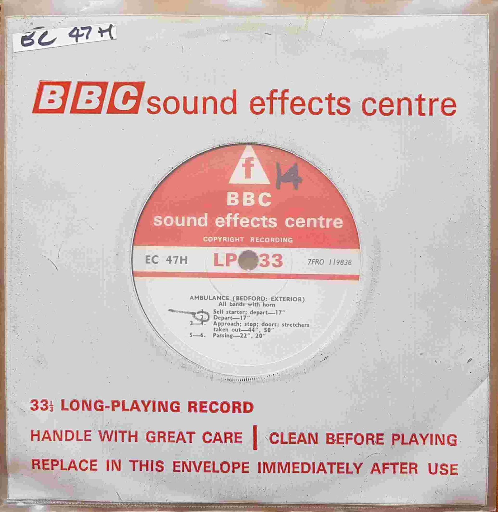 EC 47H Ambulance - Bedford (Exterior) / Austin Automatic (Interior) Not registered from the BBC singles - Records and Tapes library Picture of EC 47H Ambulance - Bedford (Exterior) / Austin Automatic (Interior) by artist Not registered from the BBC singles - Records and Tapes library