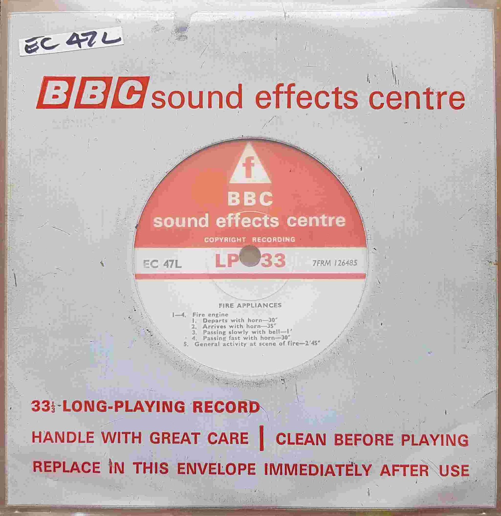 EC 47L Fire appliances Not registered from the BBC singles - Records and Tapes library Picture of EC 47L Fire appliances by artist Not registered from the BBC singles - Records and Tapes library