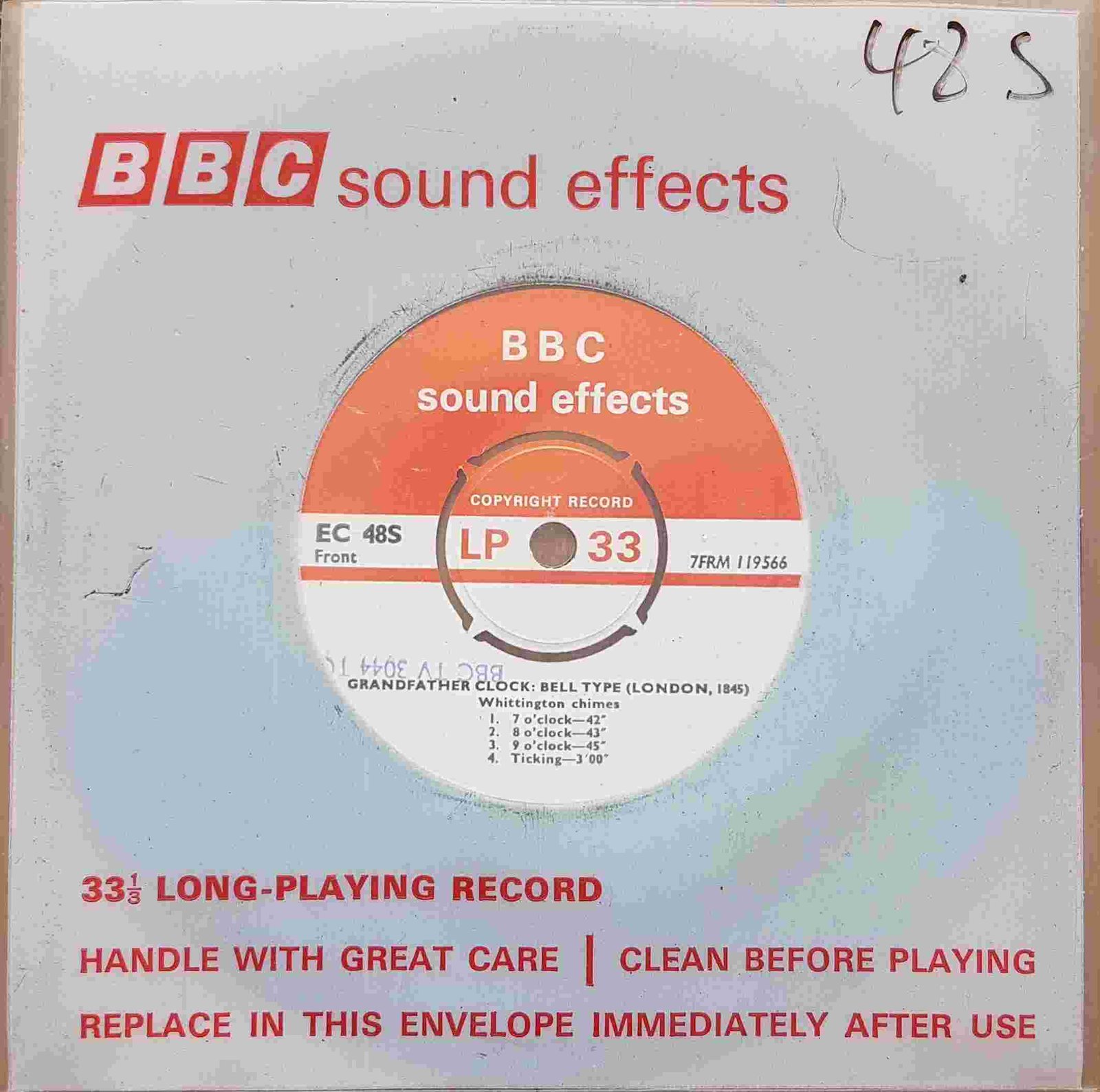 Picture of EC 48S Grandfather clock: Bell type (London, 1845) / Clocks by artist Not registered from the BBC singles - Records and Tapes library