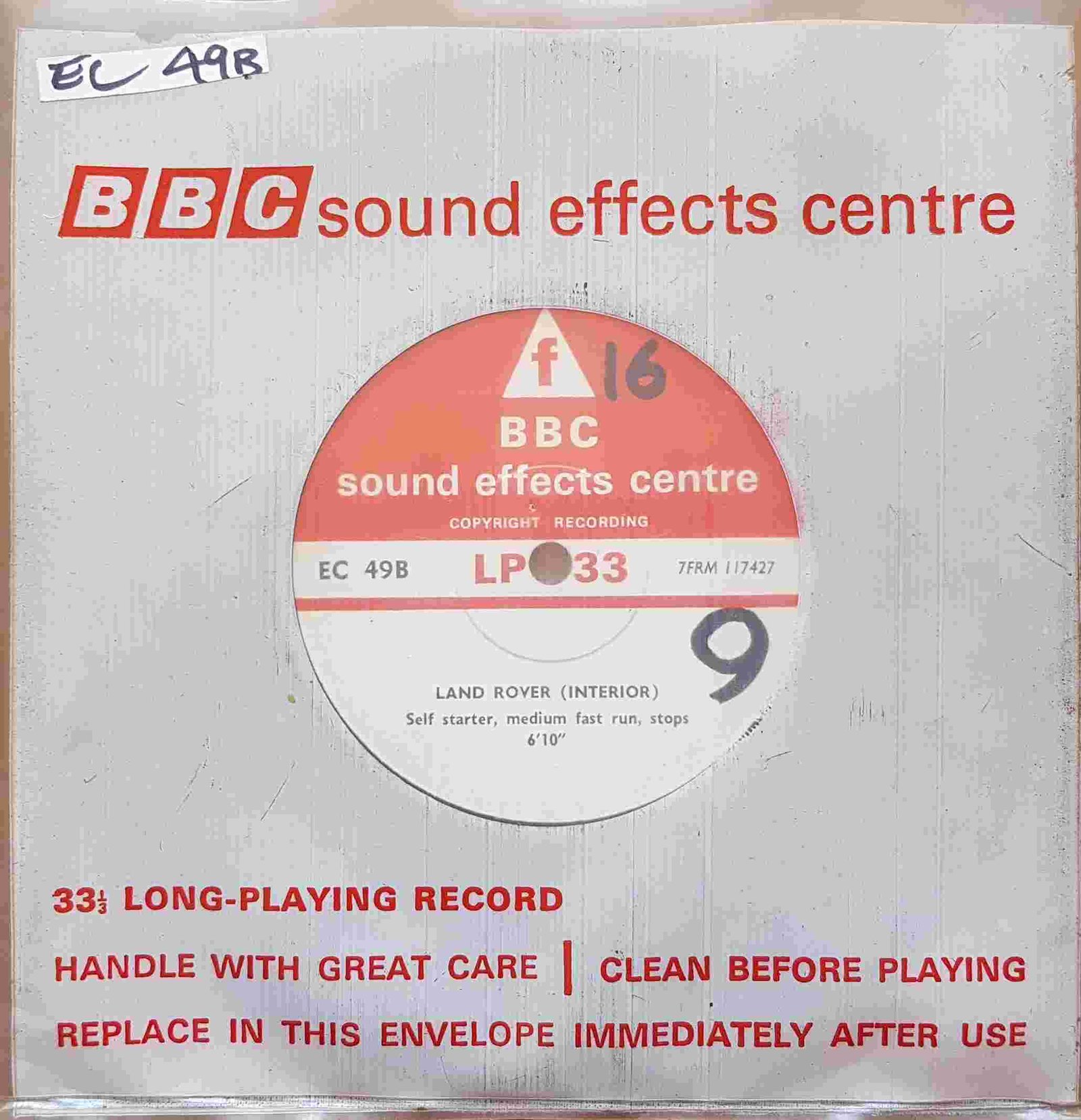 EC 49B Land Rover (Interior) Not registered from the BBC singles - Records and Tapes library Picture of EC 49B Land Rover (Interior) by artist Not registered from the BBC singles - Records and Tapes library