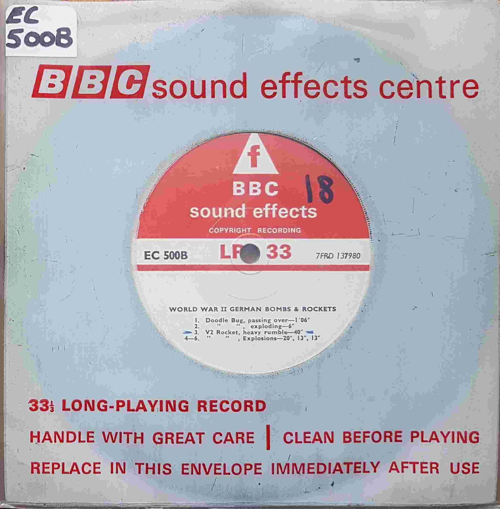 EC 500B World War II German bombs & rockets / World War II German V2 Rocket Not registered from the BBC singles - Records and Tapes library Picture of EC 500B World War II German bombs & rockets / World War II German V2 Rocket by artist Not registered from the BBC singles - Records and Tapes library