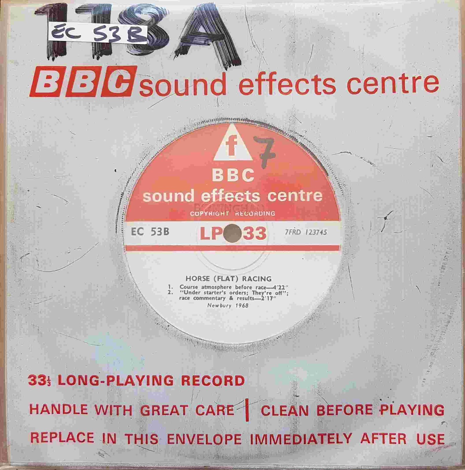 Picture of EC 53B Horse (Flat) racing - Newbury by artist Not registered from the BBC singles - Records and Tapes library