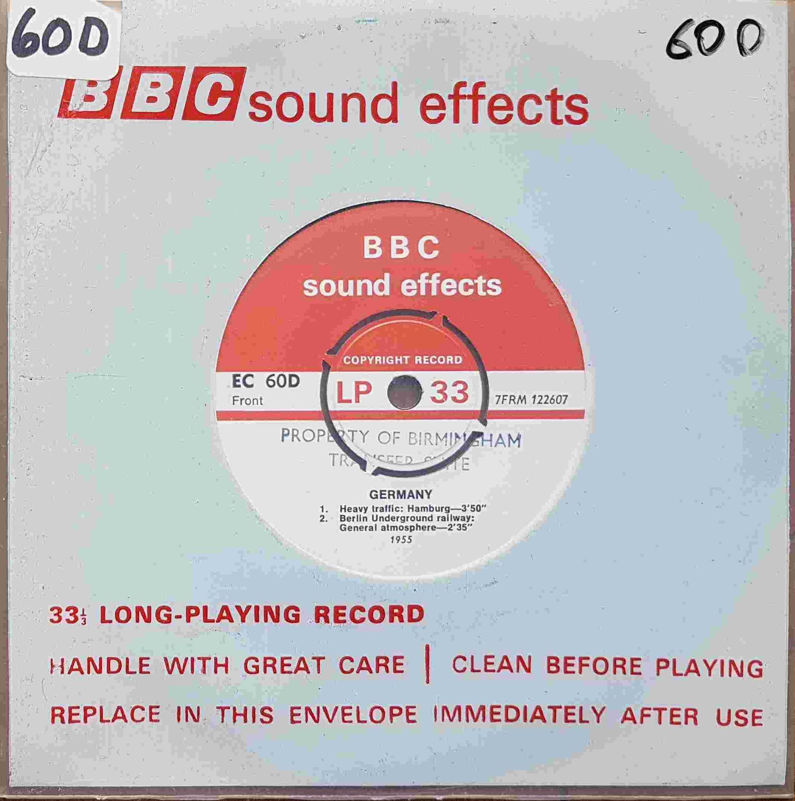 EC 60D Germany Not registered from the BBC singles - Records and Tapes library Picture of EC 60D Germany by artist Not registered from the BBC singles - Records and Tapes library